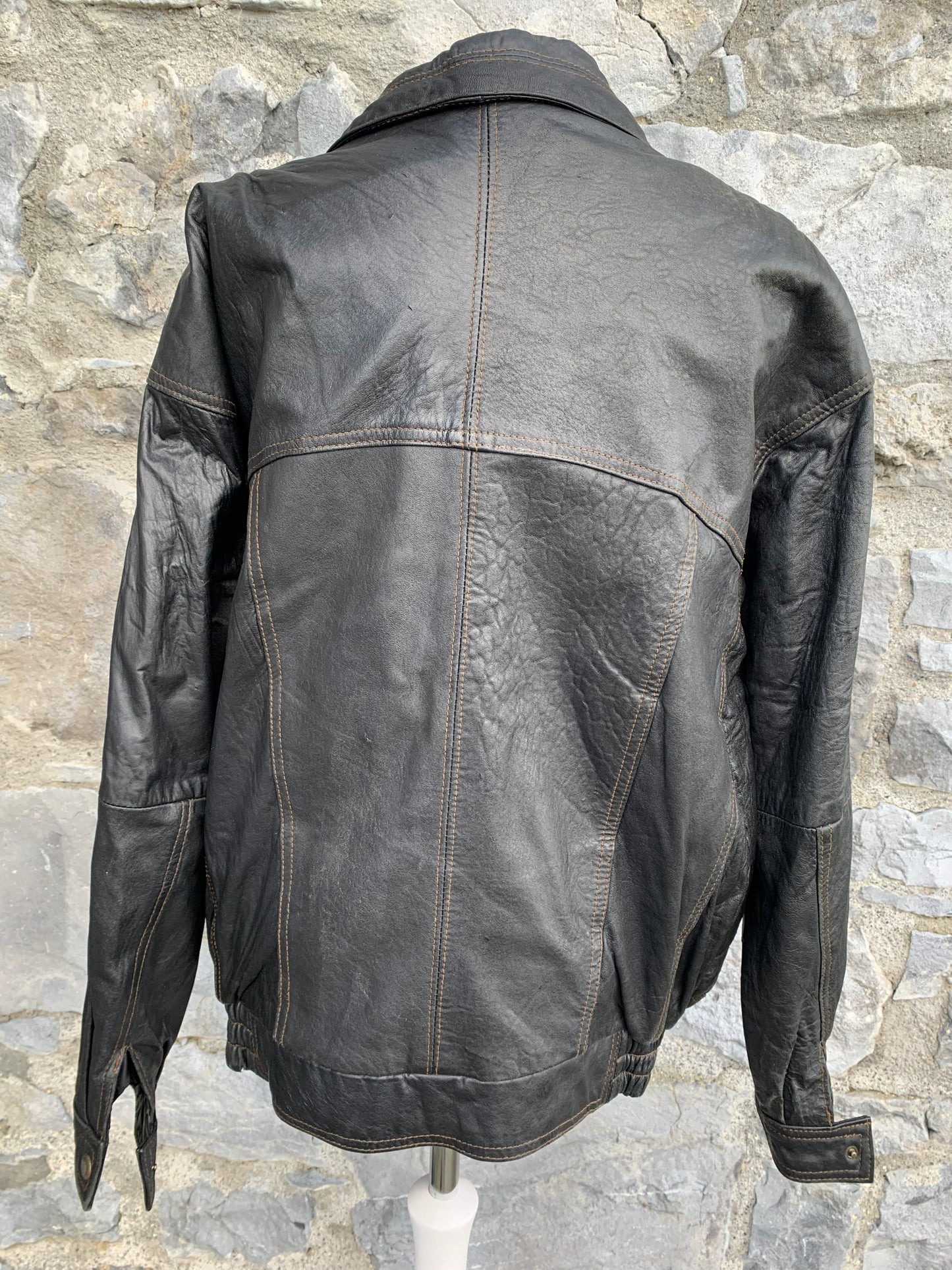Black&brown leather jacket Large
