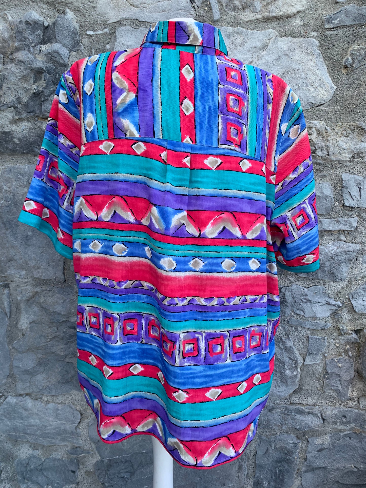80s abstract stripes shirt uk 16-20