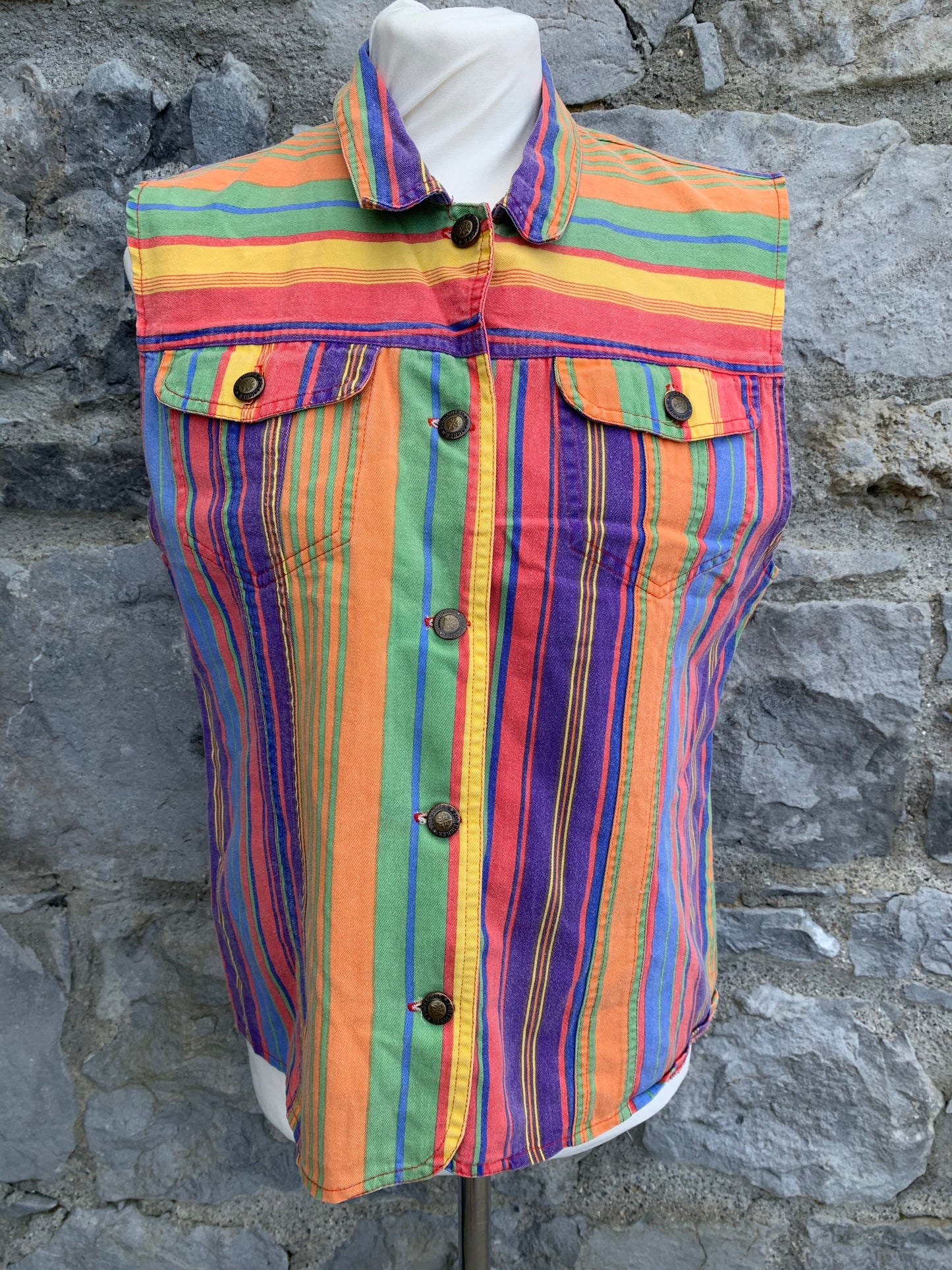Foreigner 90s rainbow denim gilet uk 12
