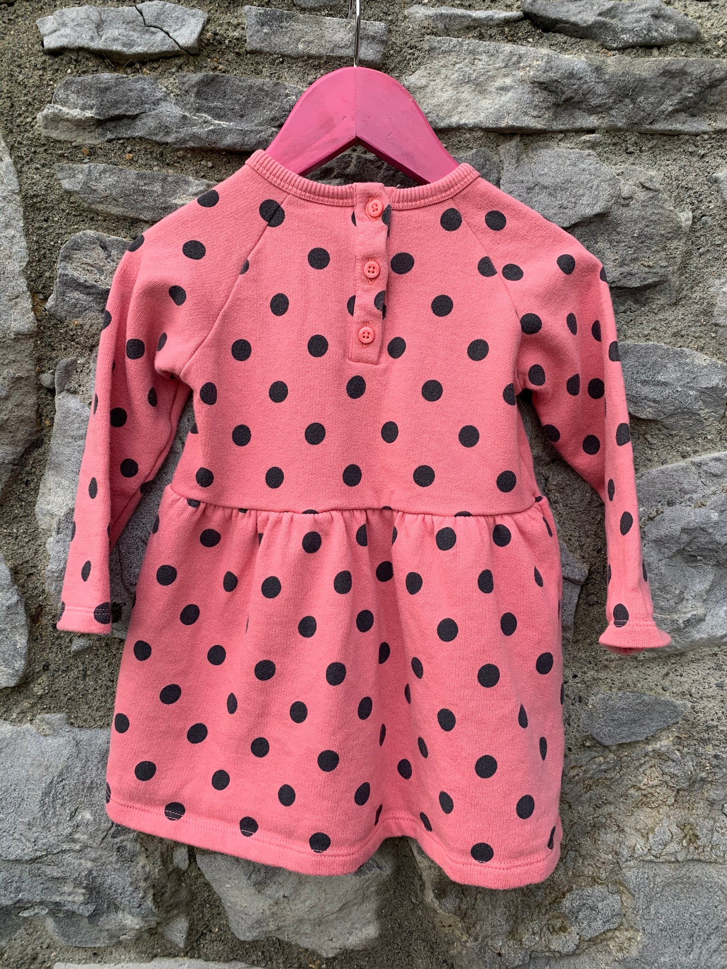 Pink dotty brushed dress 12-18m (80-86cm)