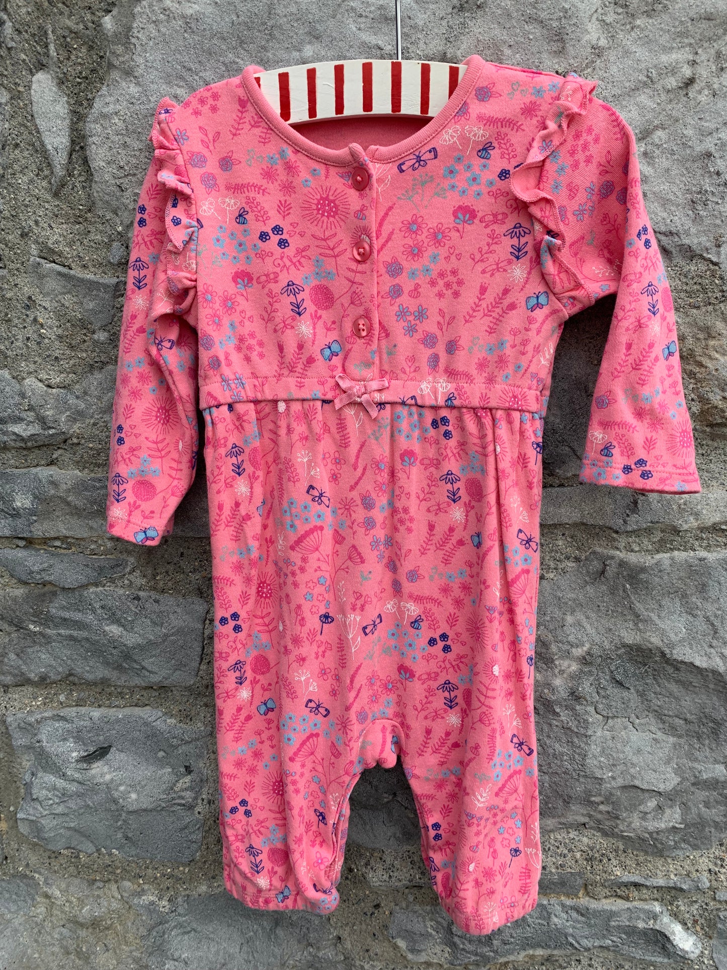 Pink floral onesie 6-9m (68-74cm)