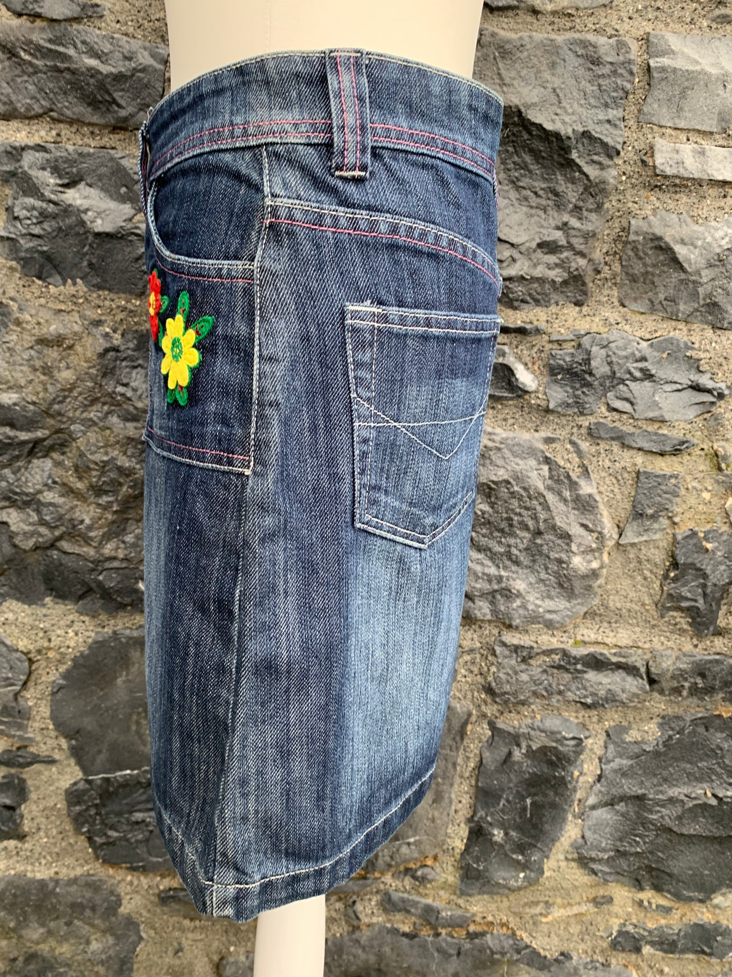 Denim skirt with embroidery uk 10