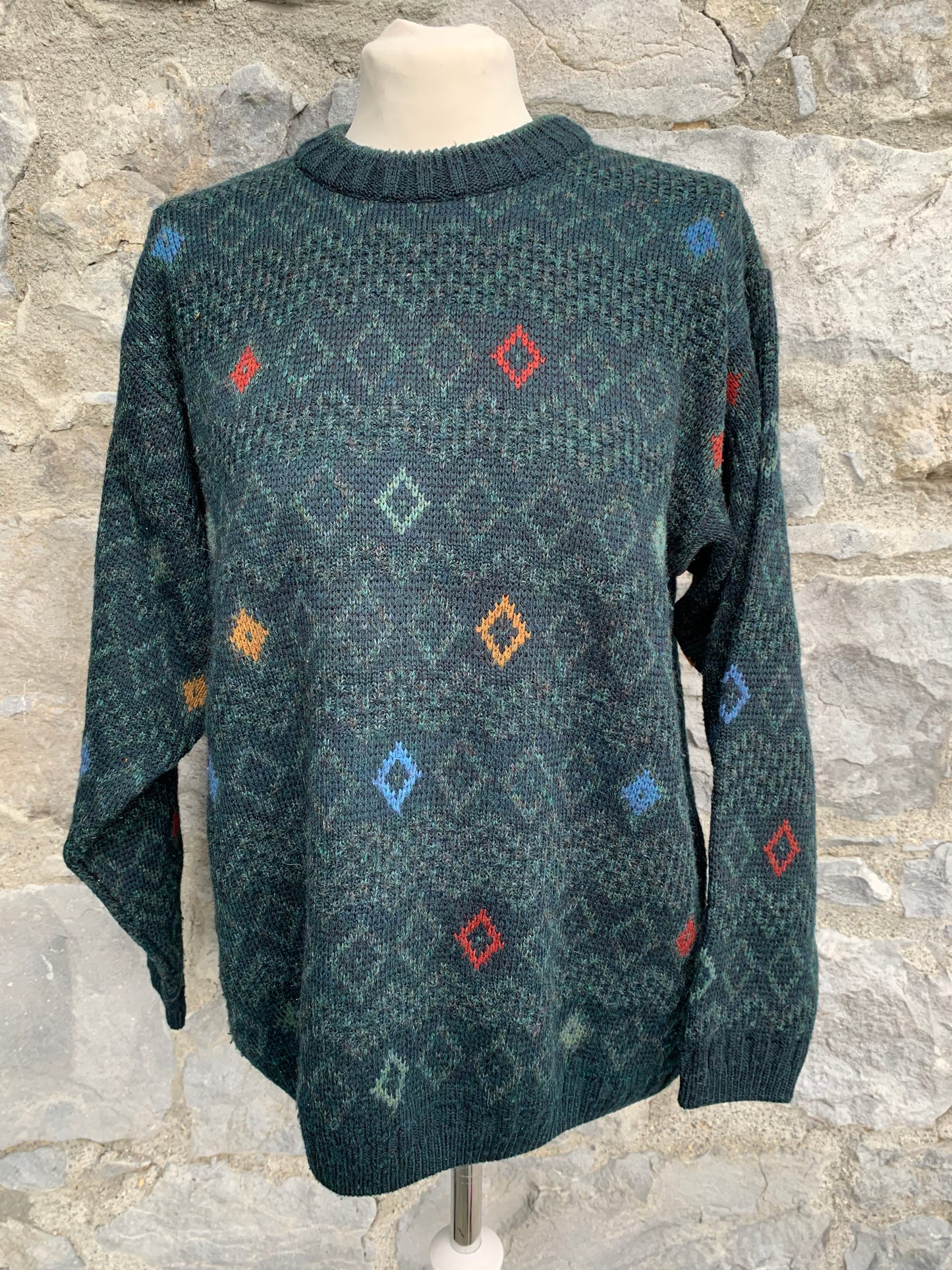 90s M&S charcoal diamonds jumper Small