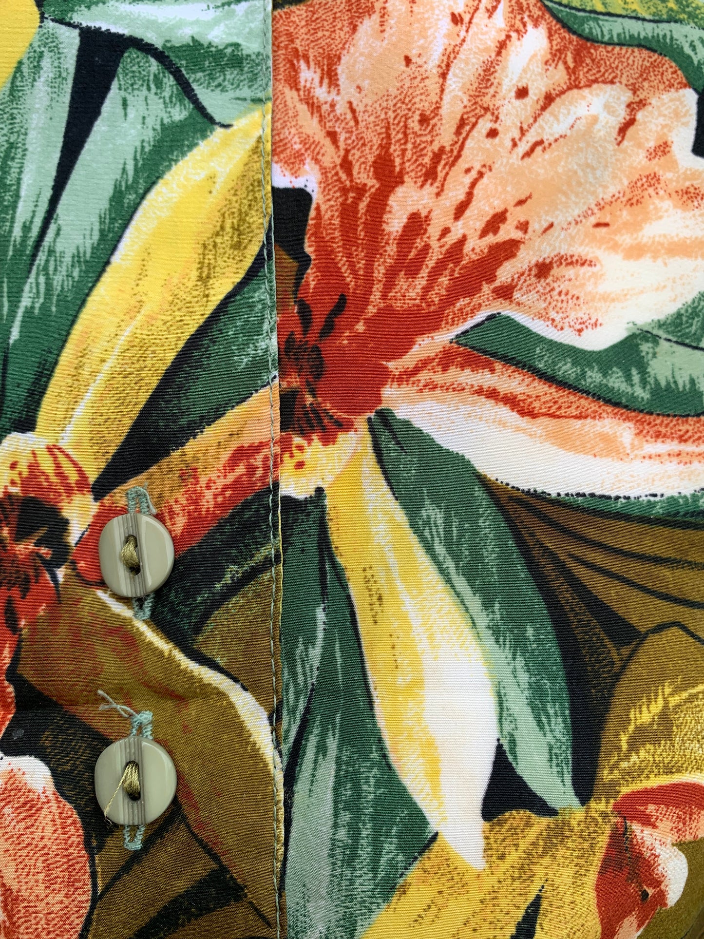 80s green floral top uk 14