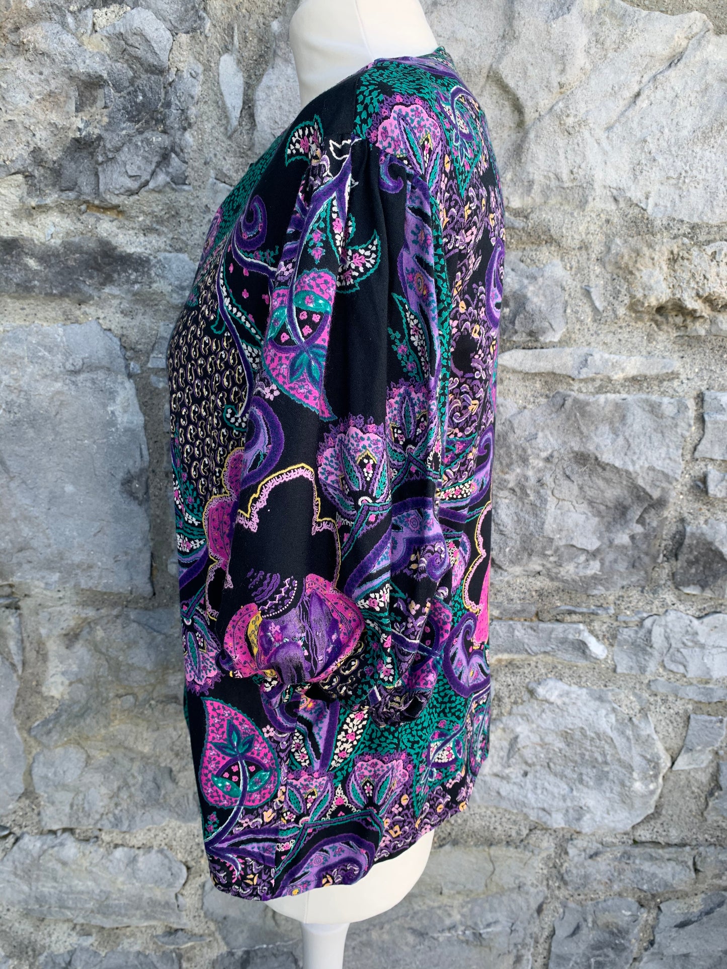 80s abstract purple blouse uk 14