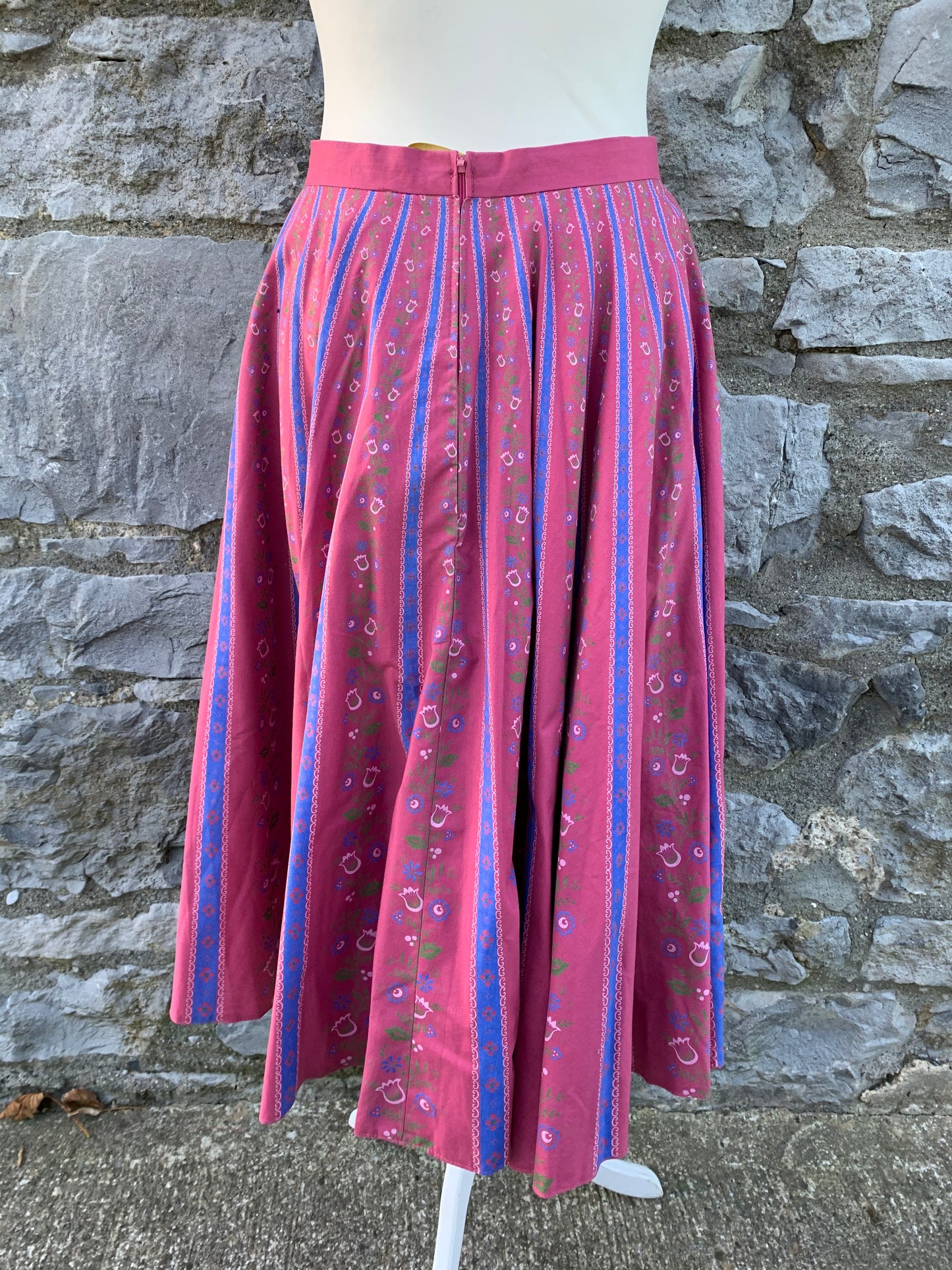 Pink folk skirt with flowers uk 8-10