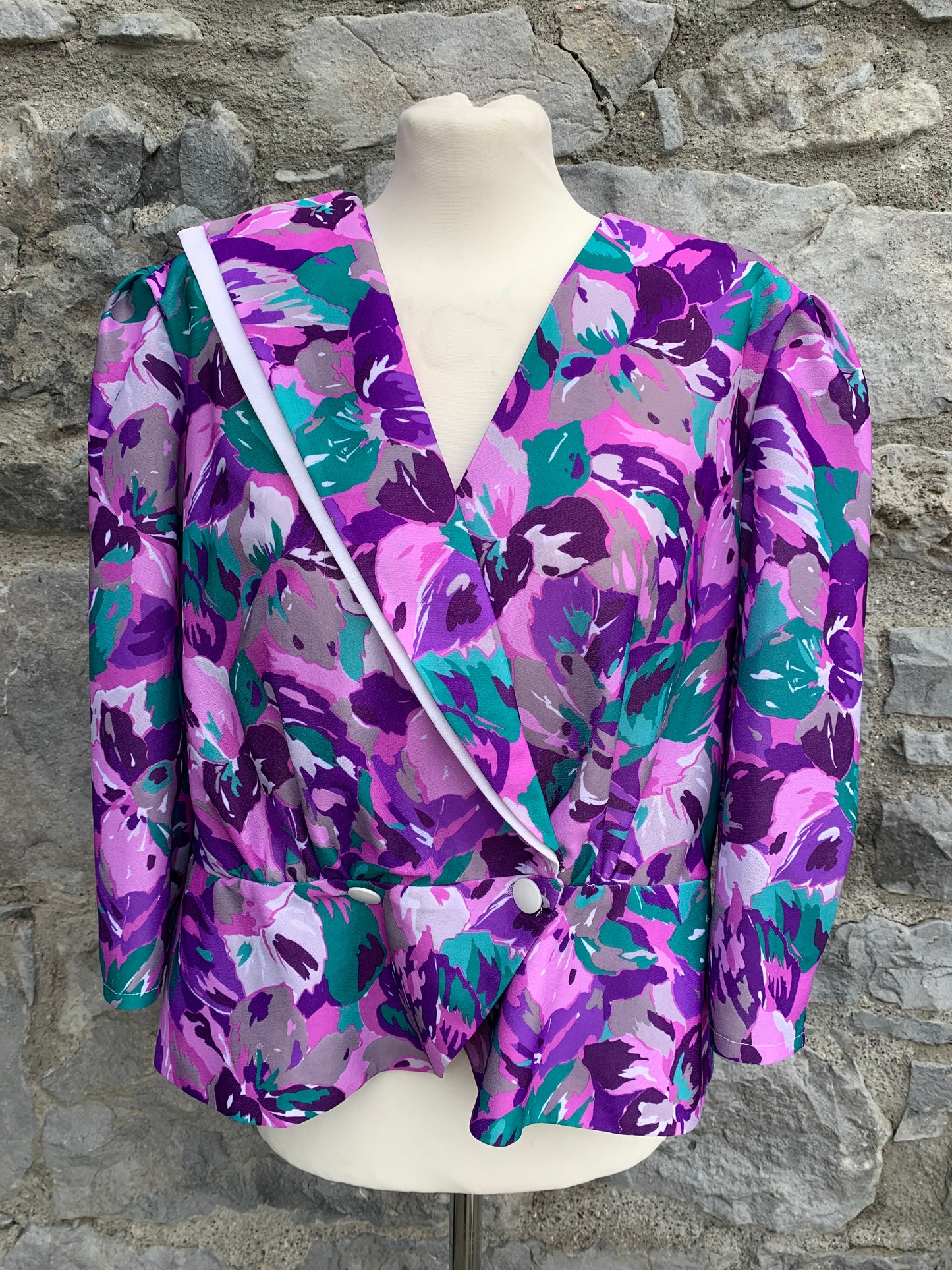 90s purple flowers jacket uk 16-18