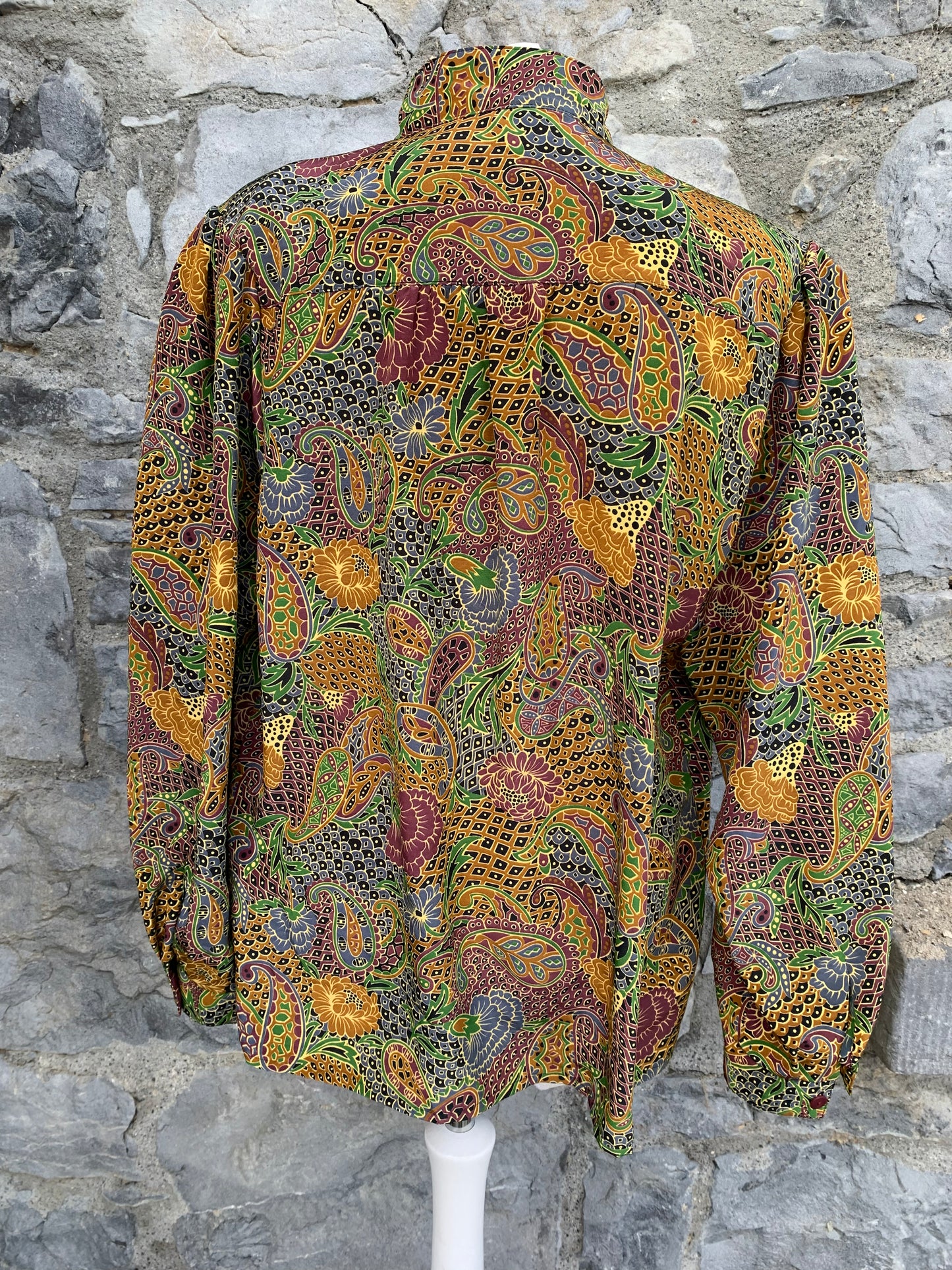 Karelia 80s brown abstract shirt uk 14