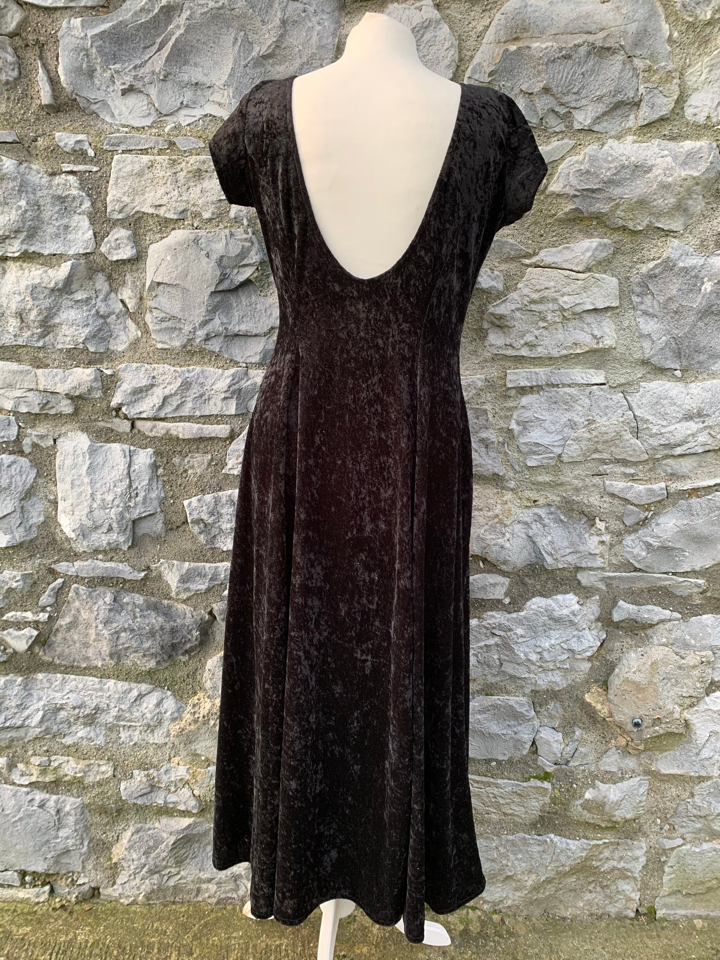 Crisis maxi black velvet dress uk 12