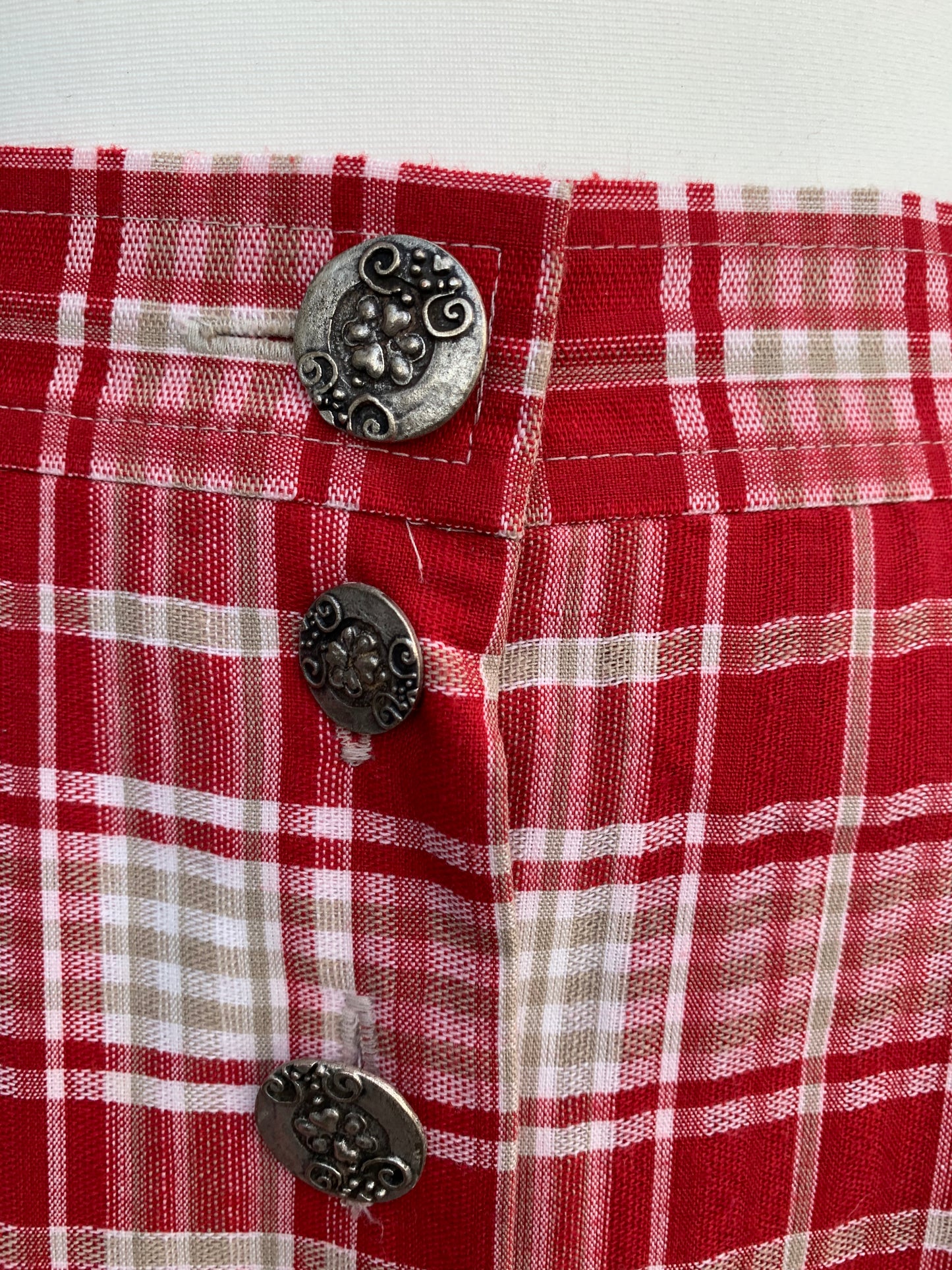 Bavarian red check skirt uk 12