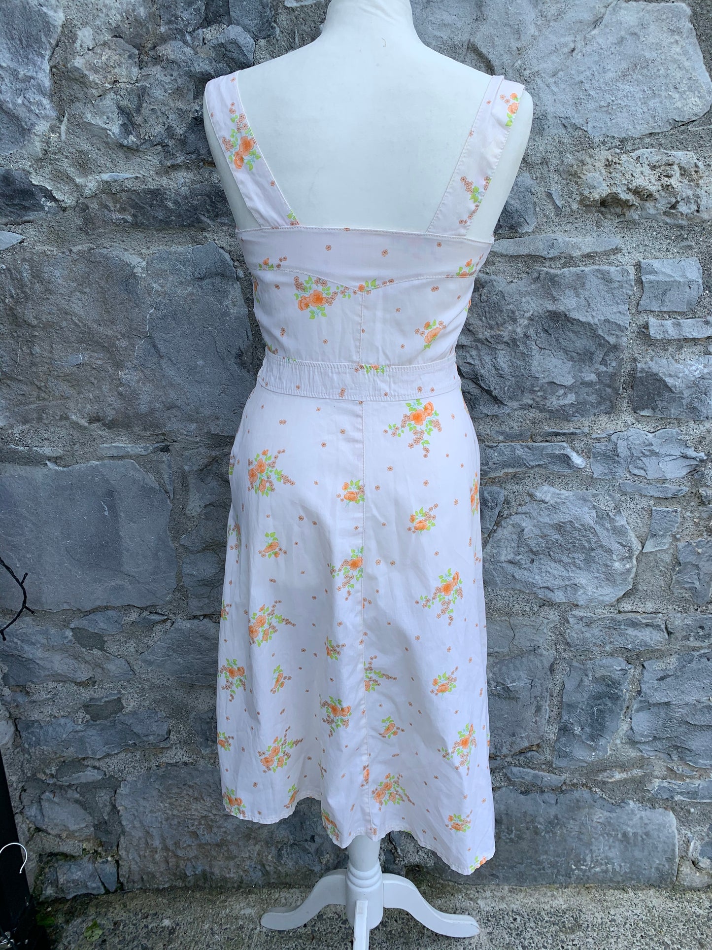 Dana 70s white dress with flowers uk 6