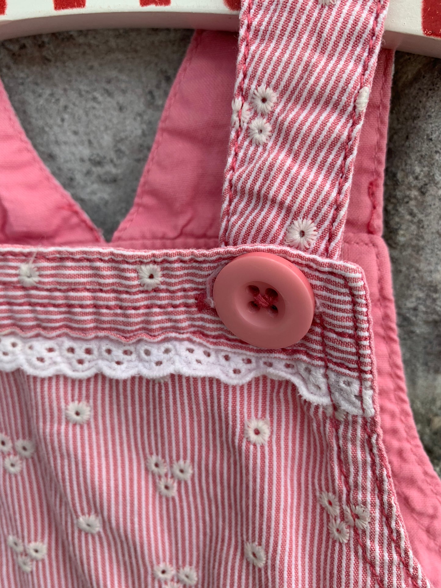 Stripy pink pinafore 3-6m (62-68cm)