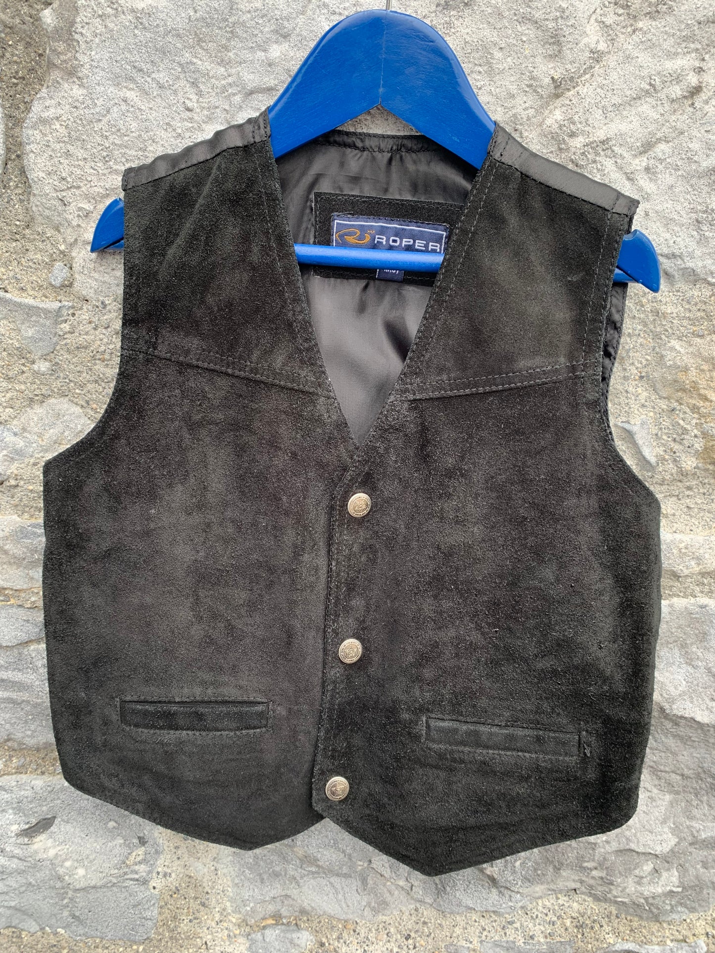 Black suede waistcoat 7-8y (122-128cm)