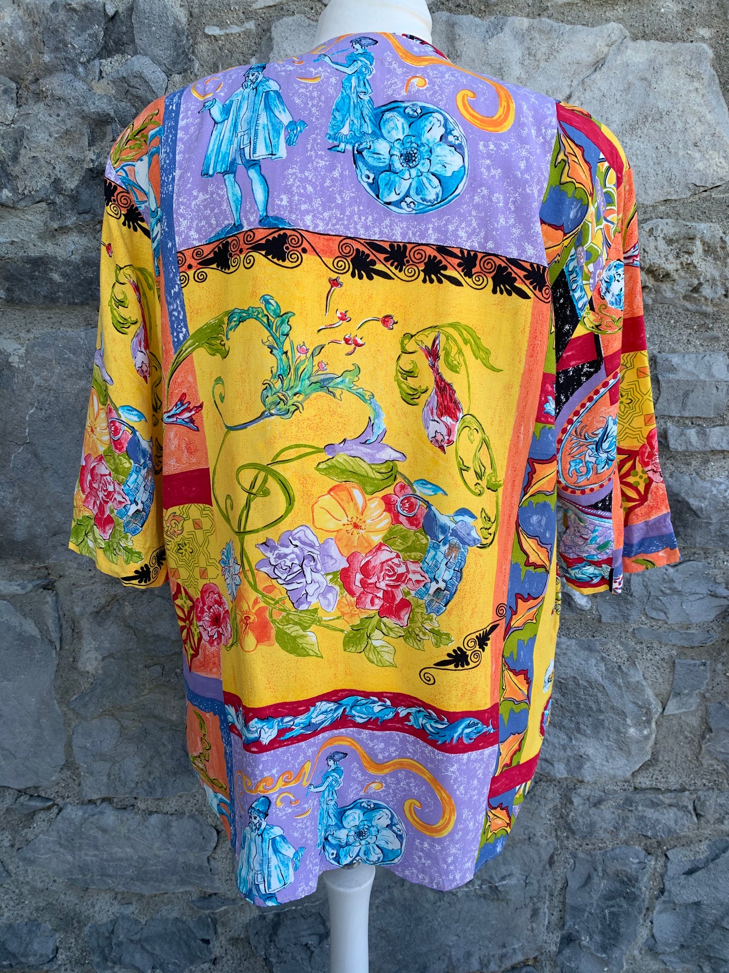 Premiere 80s yellow abstract shirt uk 12