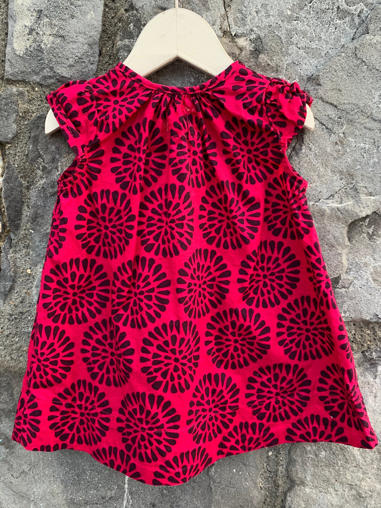 Pink dress with drops pattern 2-4m (62-68cm)
