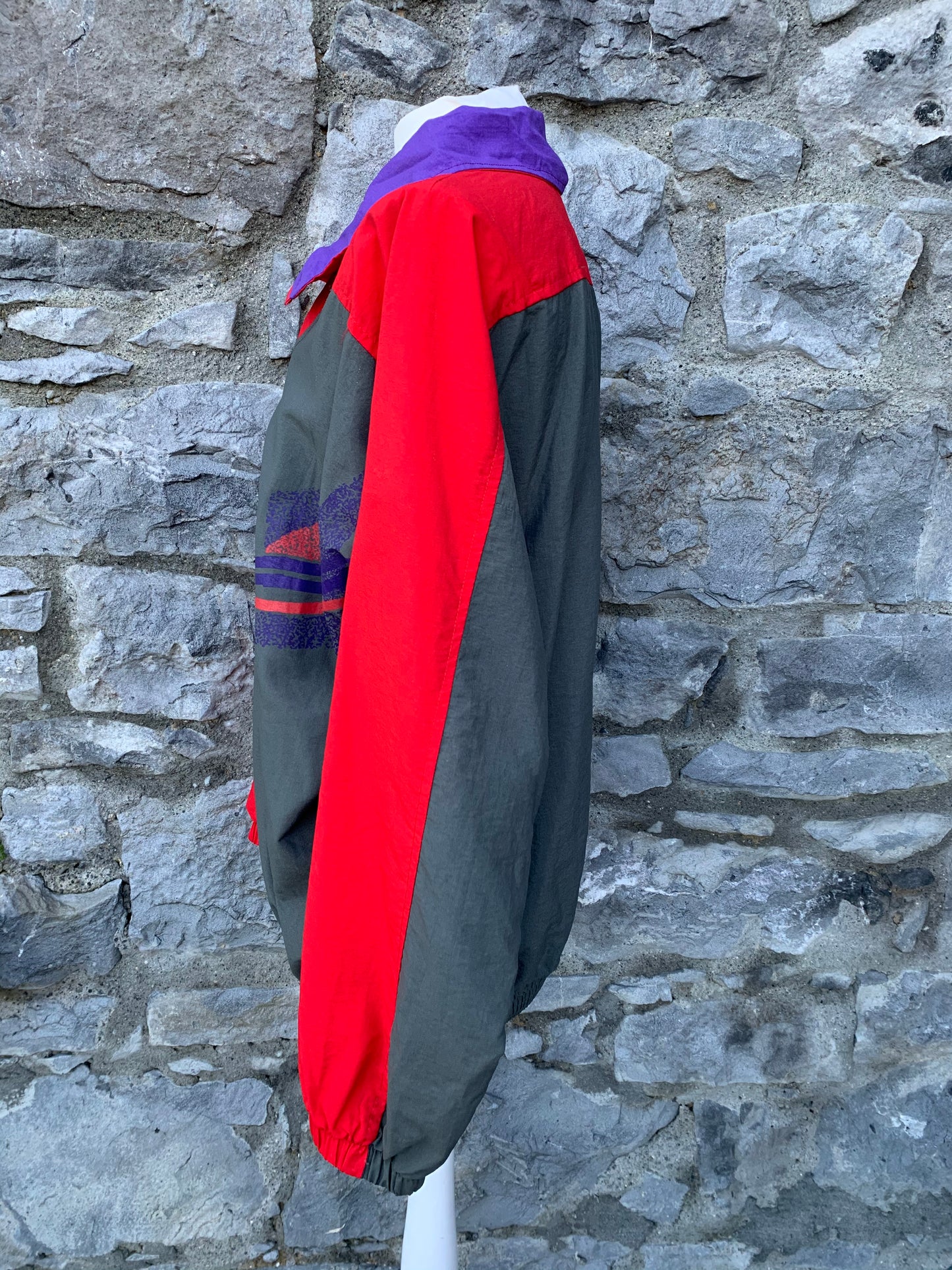 80s red&grey windbreaker uk 12-14