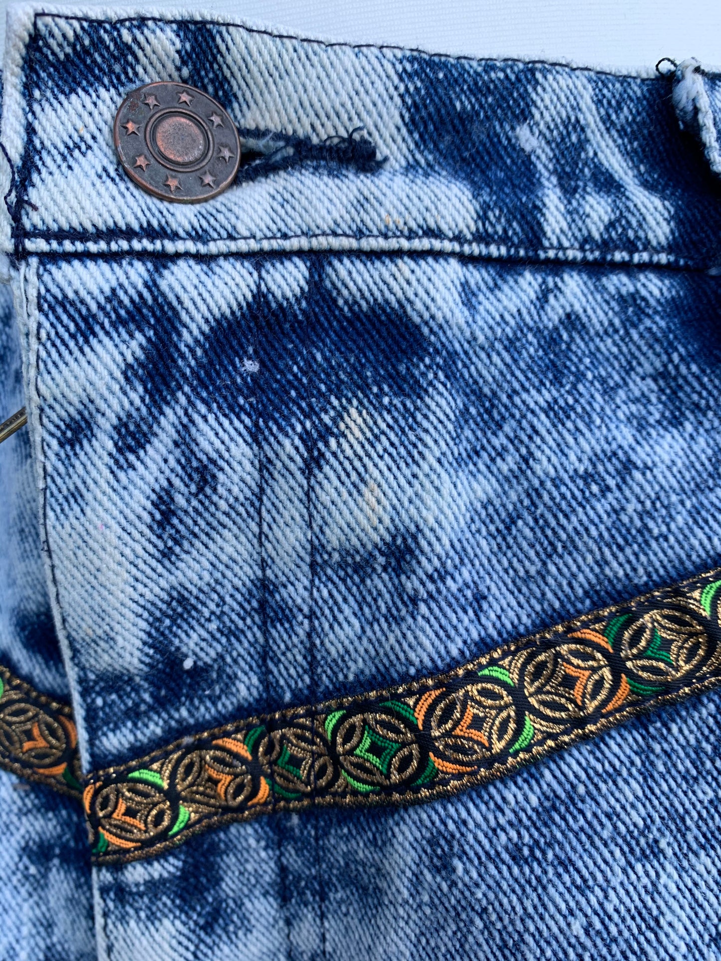 Crystal 80s denim shorts uk 12