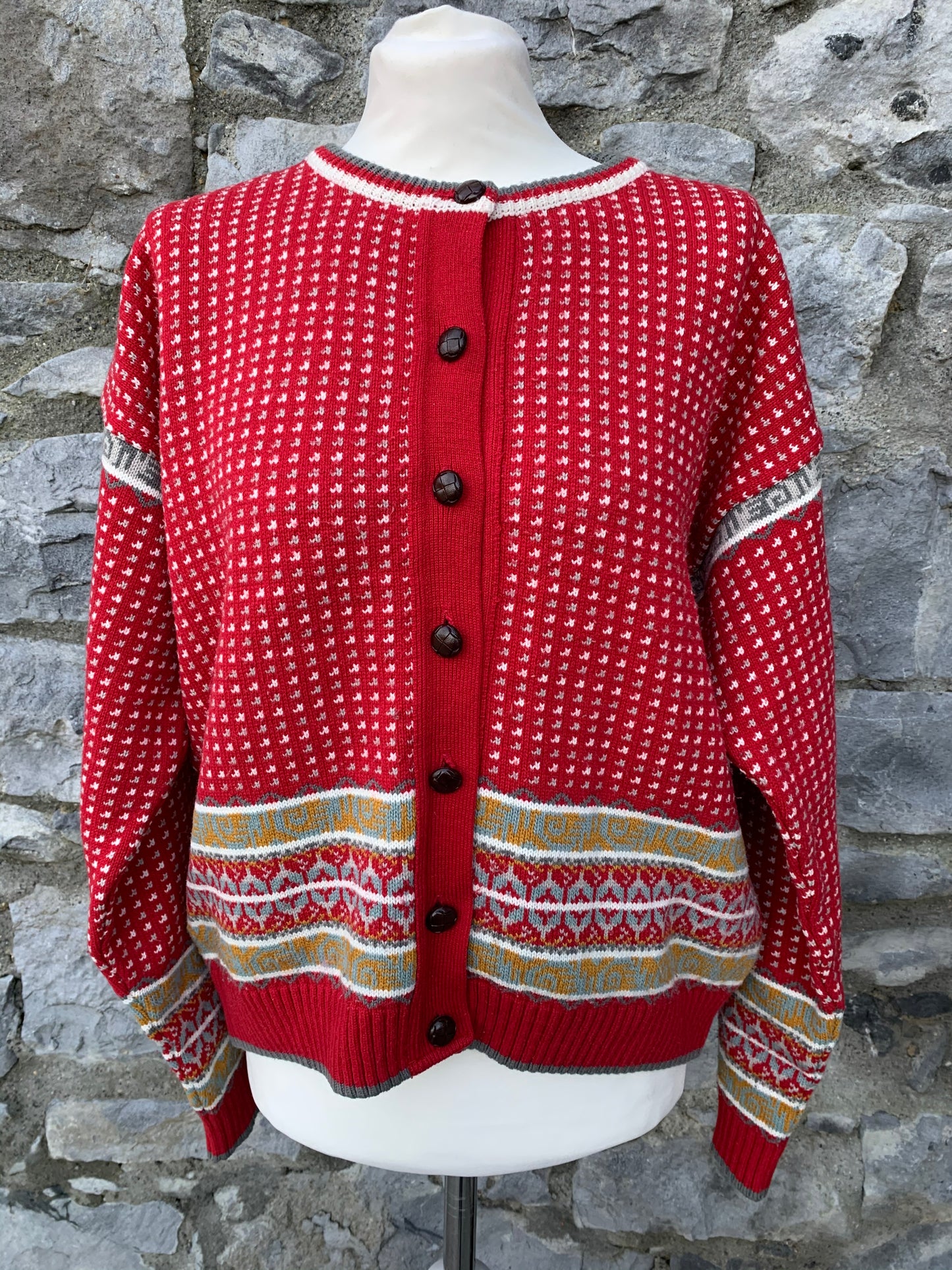 Red Norwegian cardigan uk 14