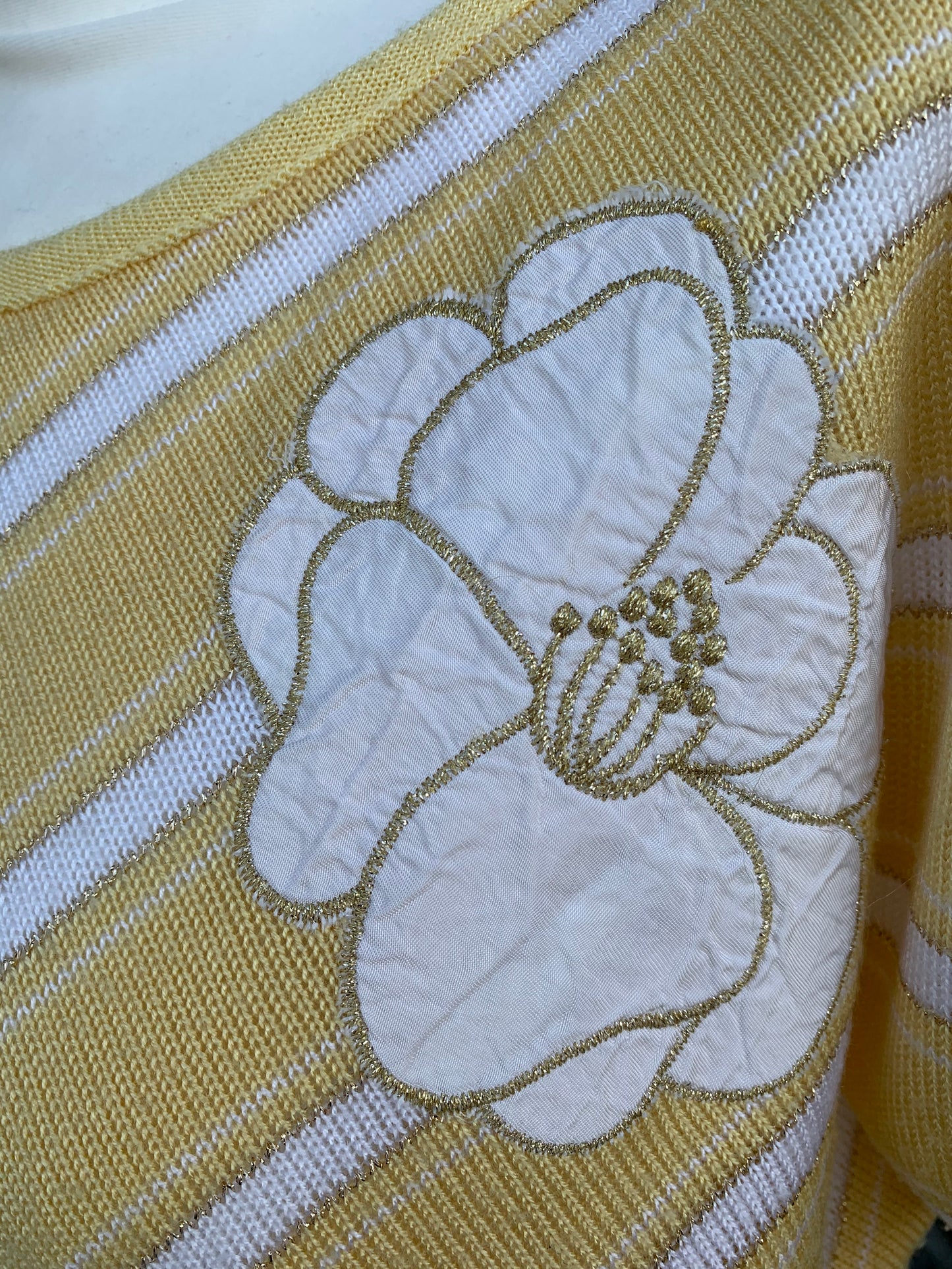 Yellow stripy top with a flower uk 10