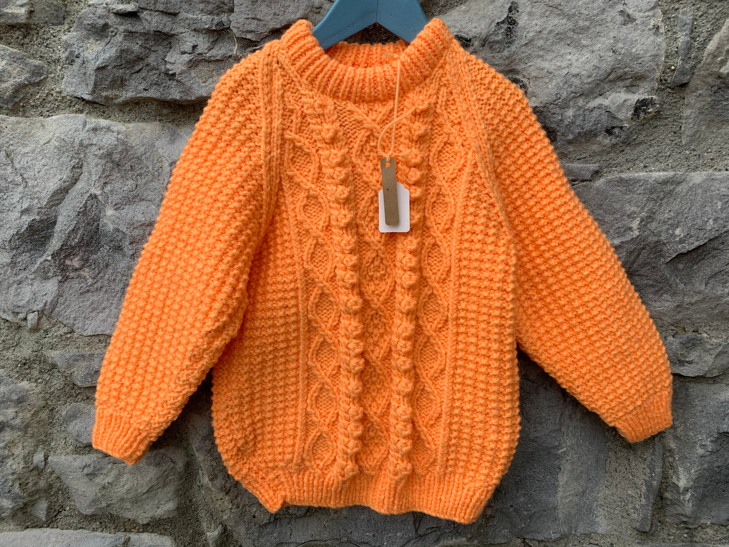 Peach Aran style jumper 5y (110cm)