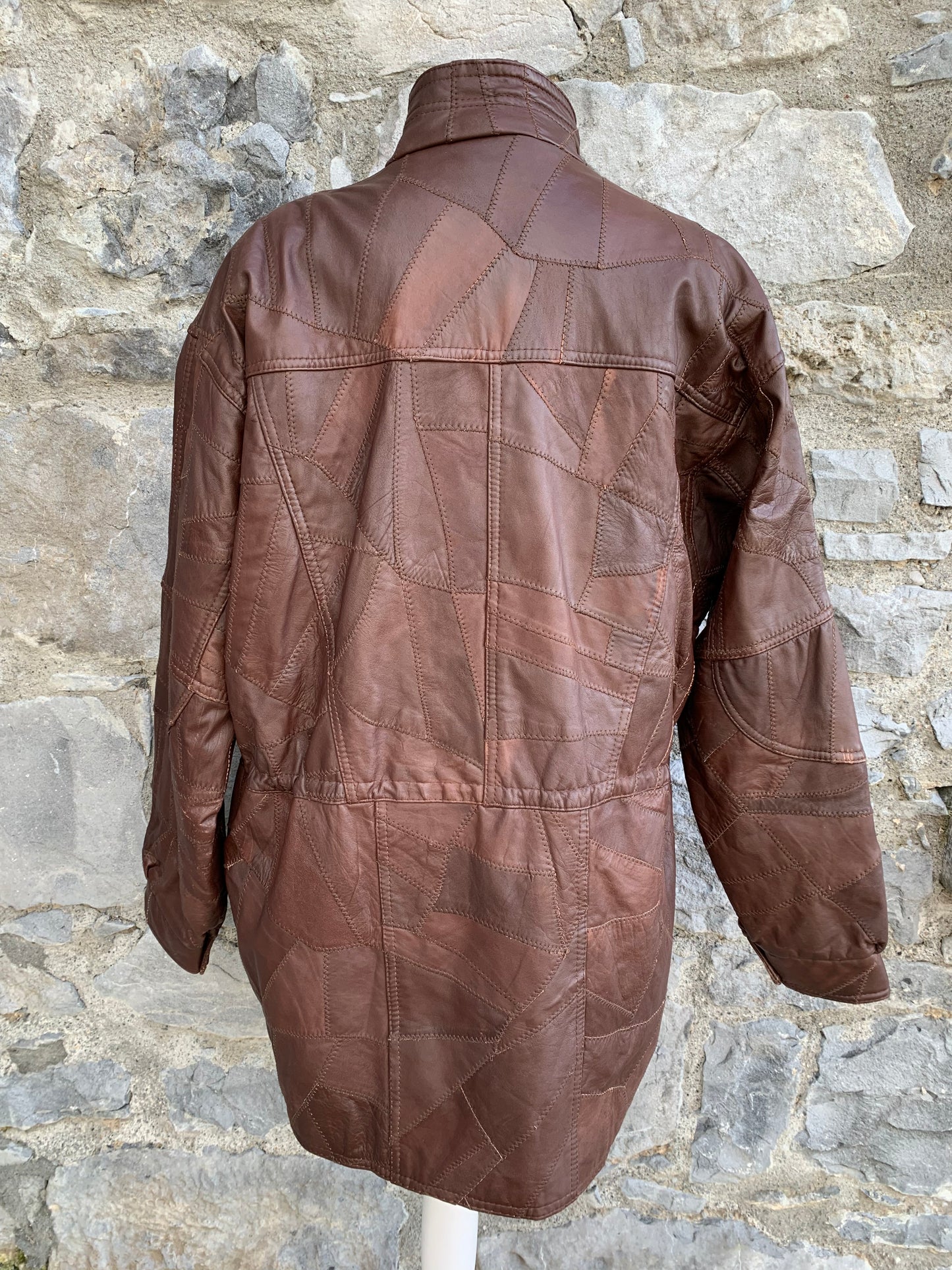Brown patchwork long jacket M/L