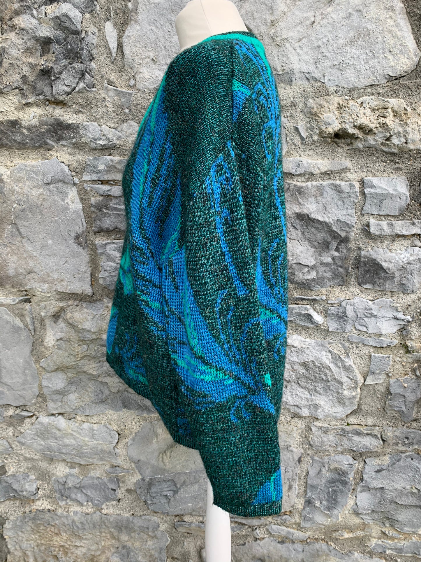 90s green&teal jumper Medium