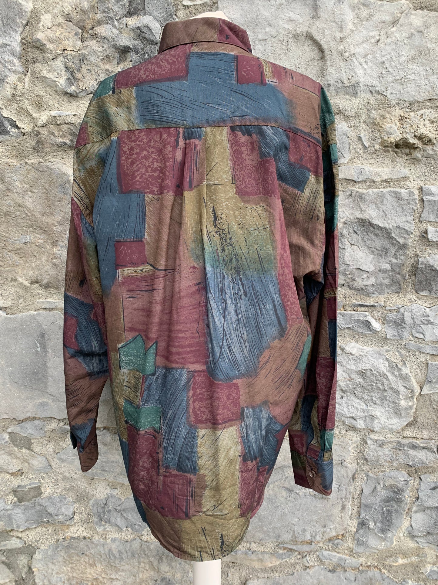 80s brown patchwork shirt Large