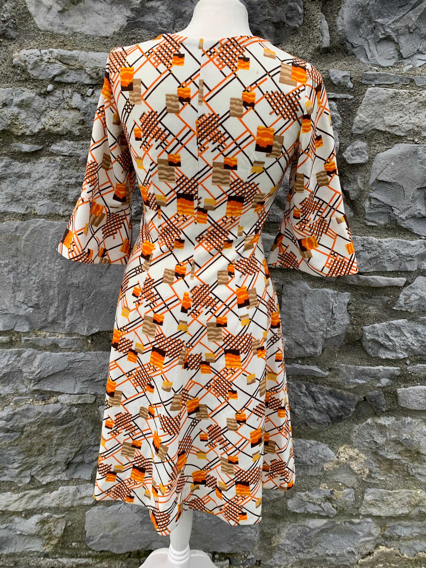 Handmade 70s white&orange dress uk 6-8