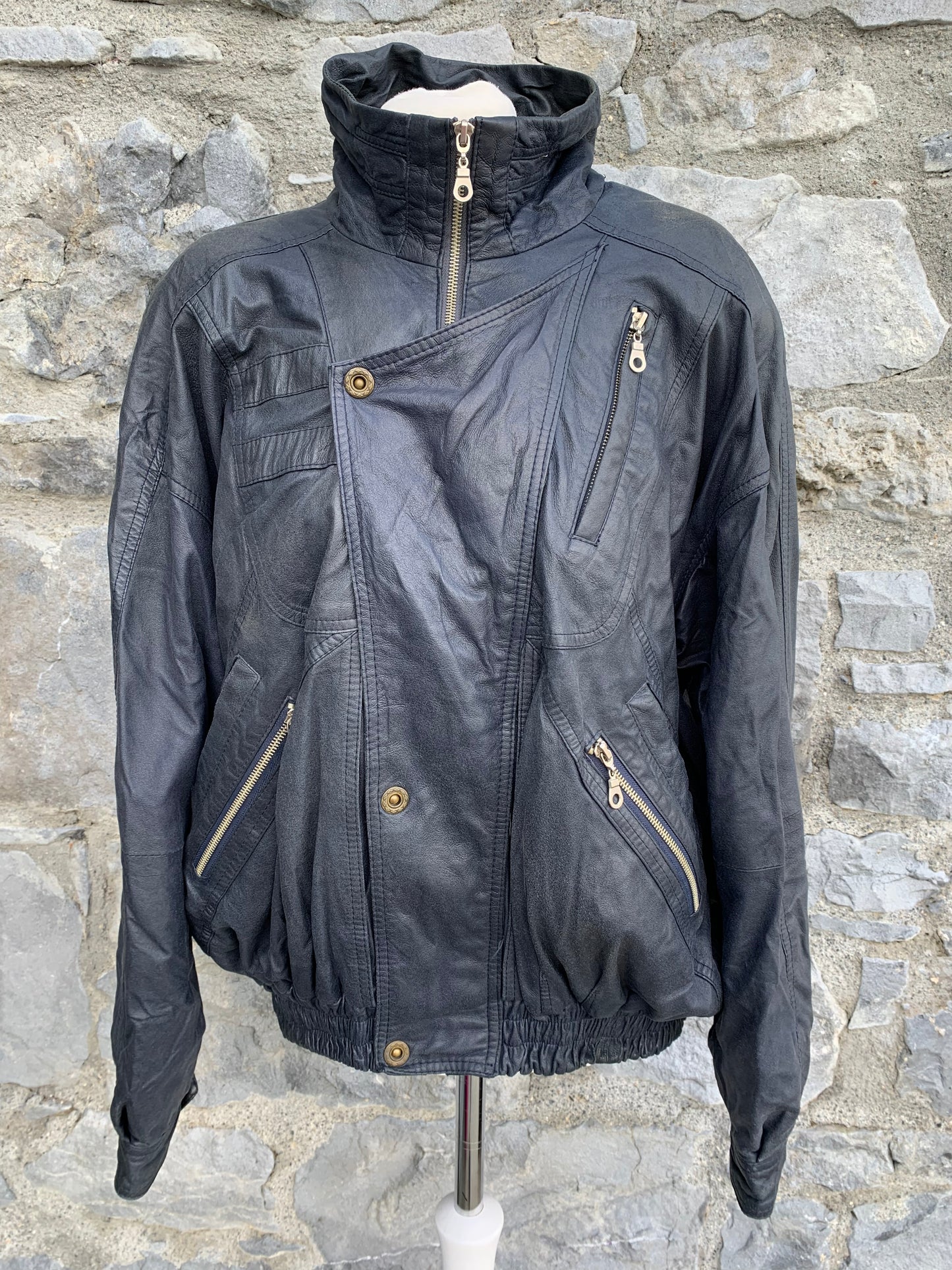 Fox&Model navy leather jacket Large