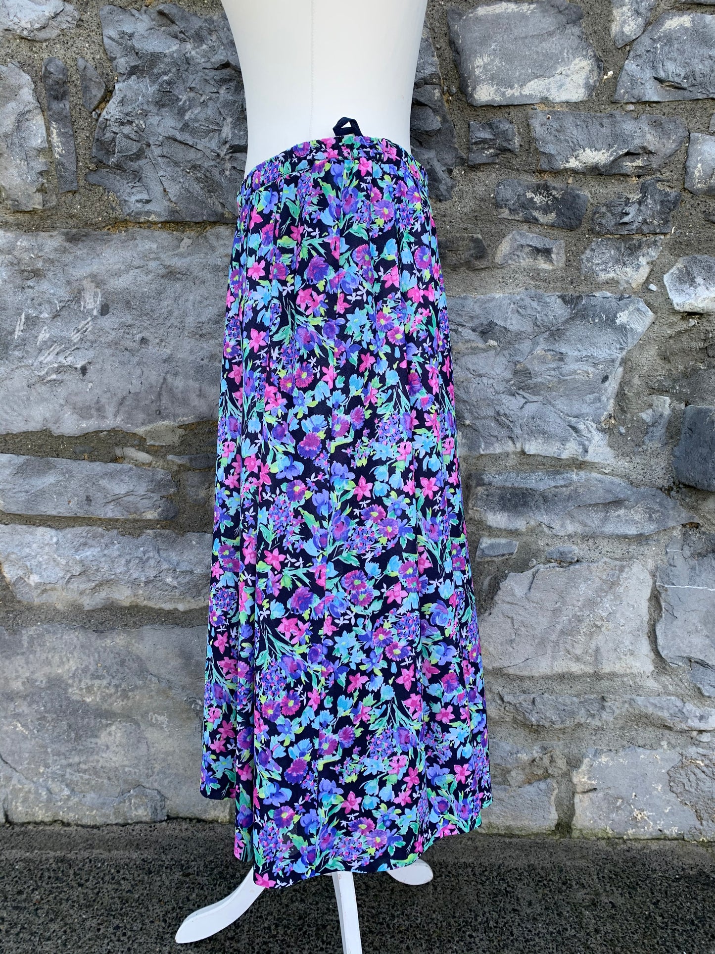 Pink&purple flowers midi skirt uk 14