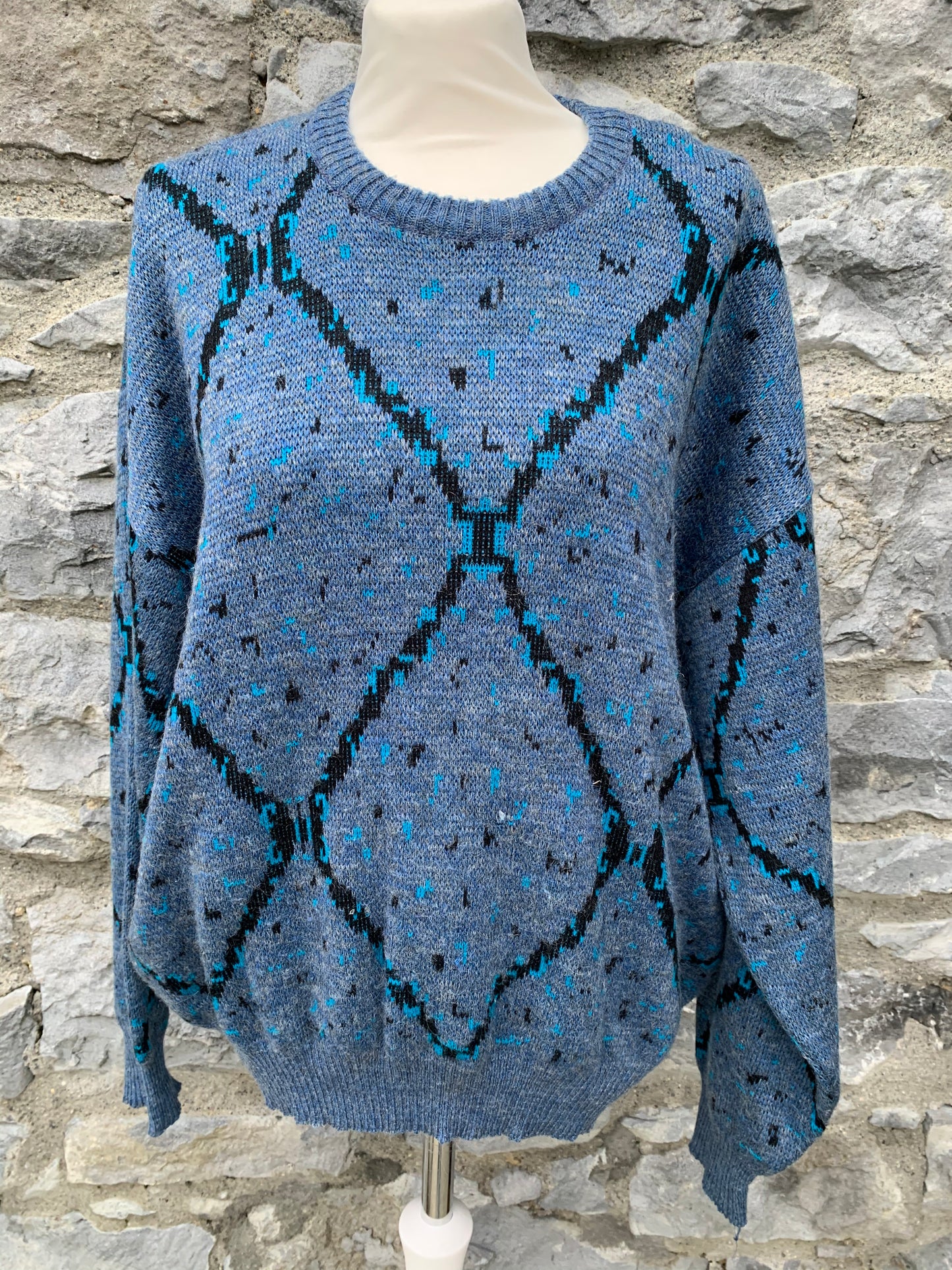 Ritti 80s blue geometric jumper Large
