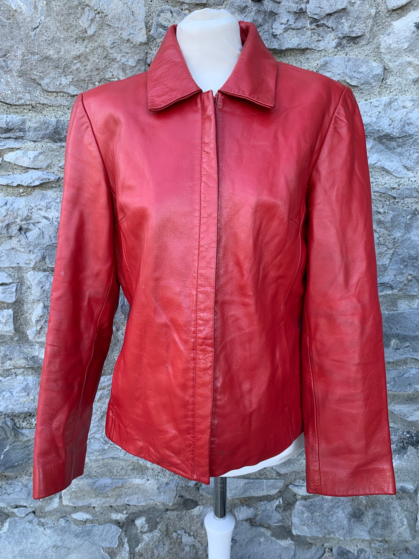 Red vintage leather jacket uk 14