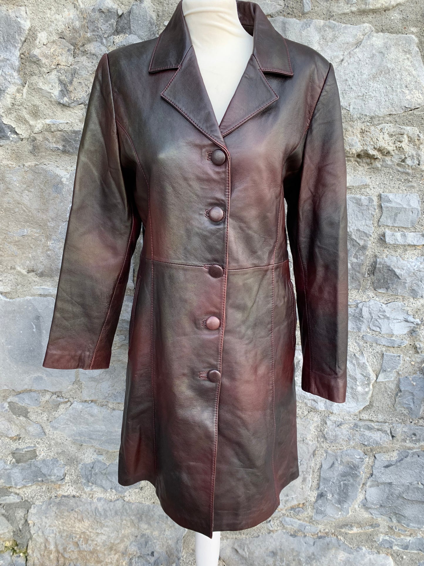 Dark burgundy leather coat uk 10