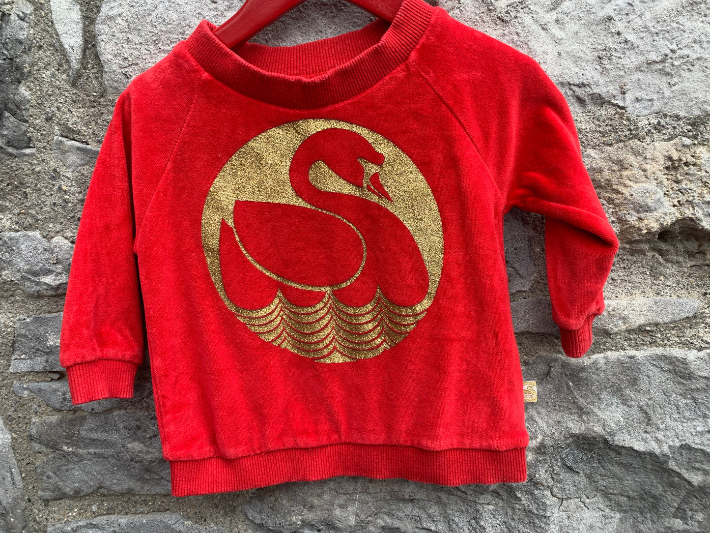 Red velour sweatshirt 6-9m (68-74cm)