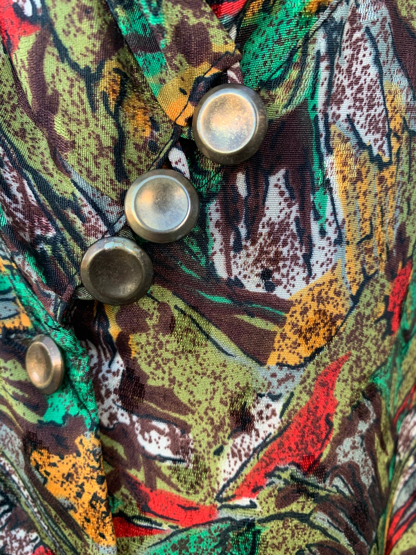 80s green abstract blouse uk 12-14