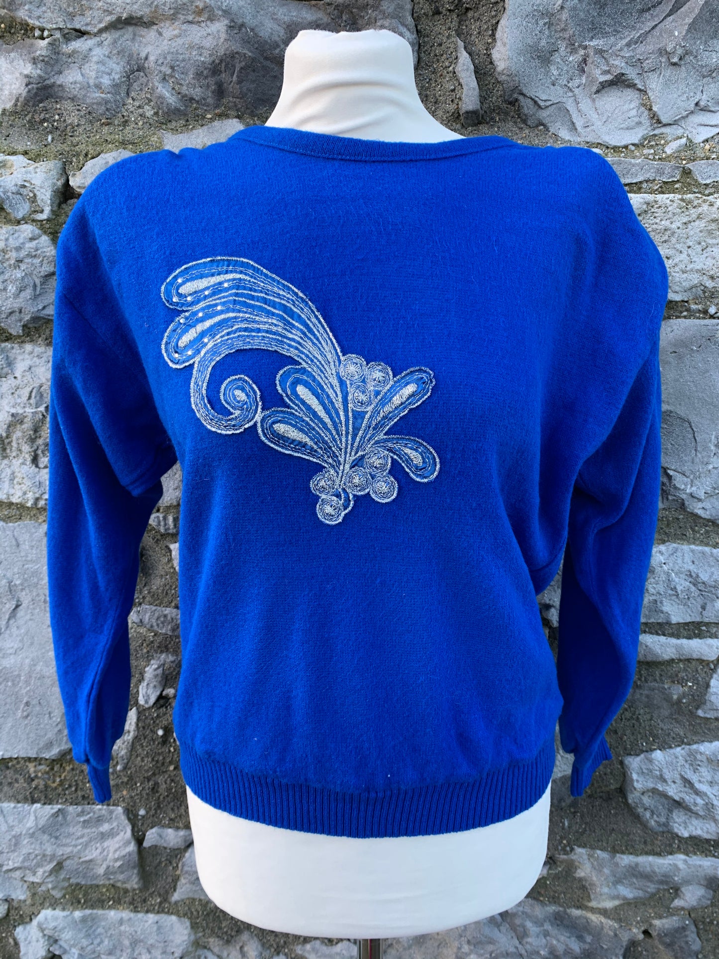 Blue jumper with embroidery uk 10