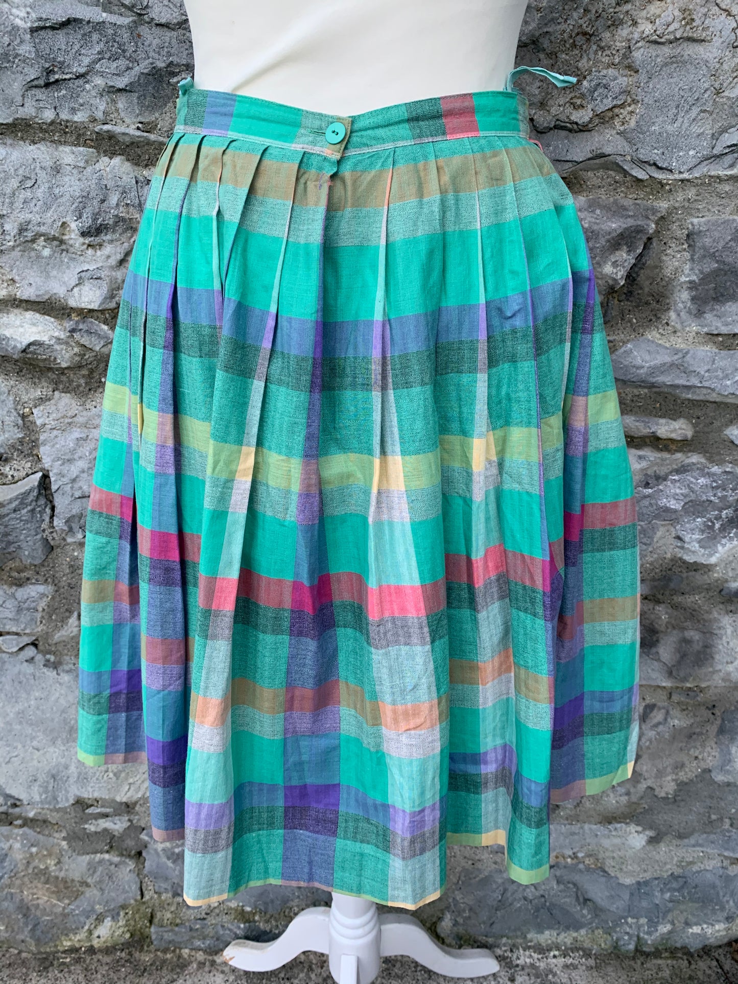 Butterfly 80s green check skirt uk 10
