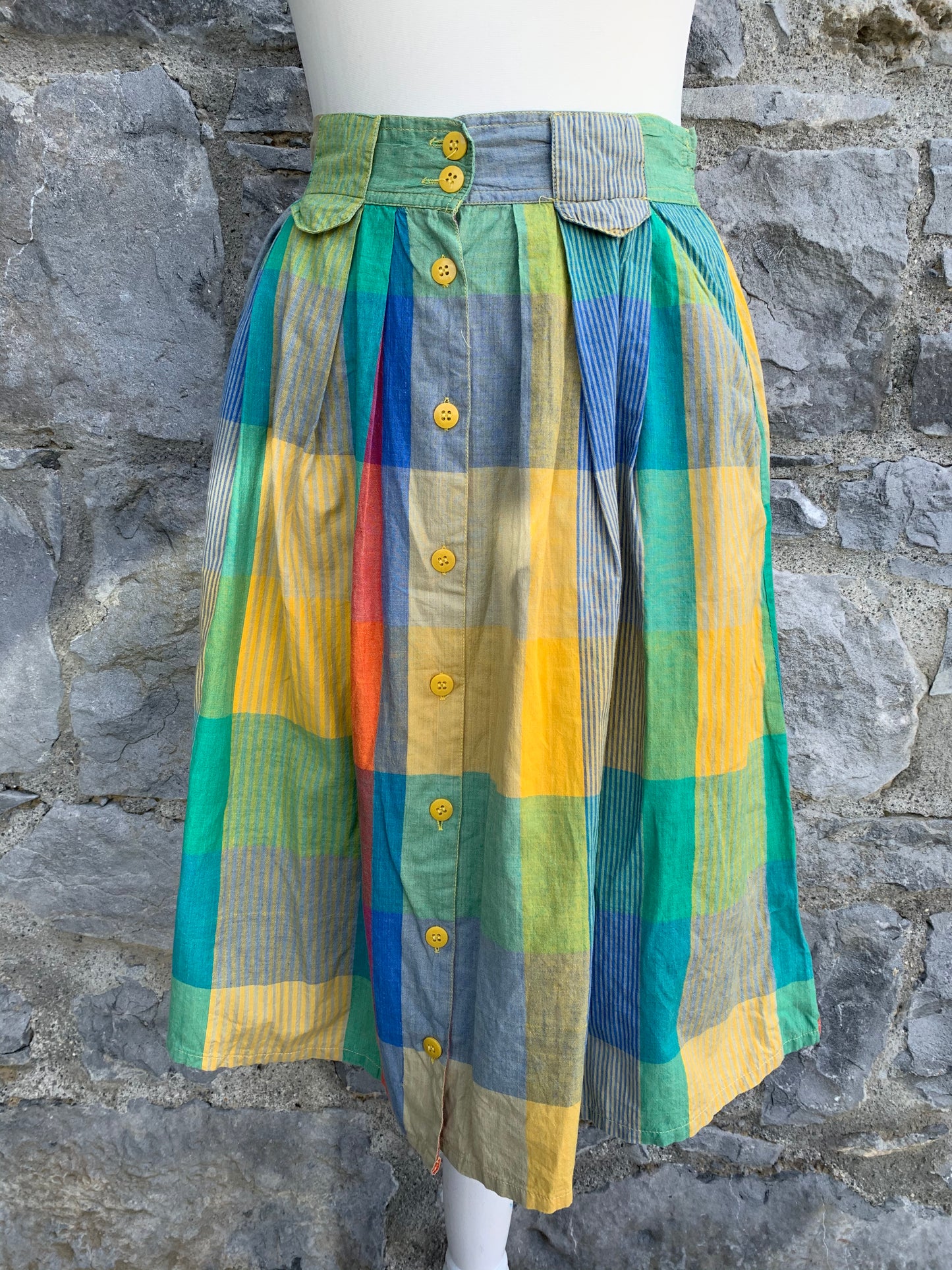 Check button up skirt uk 8