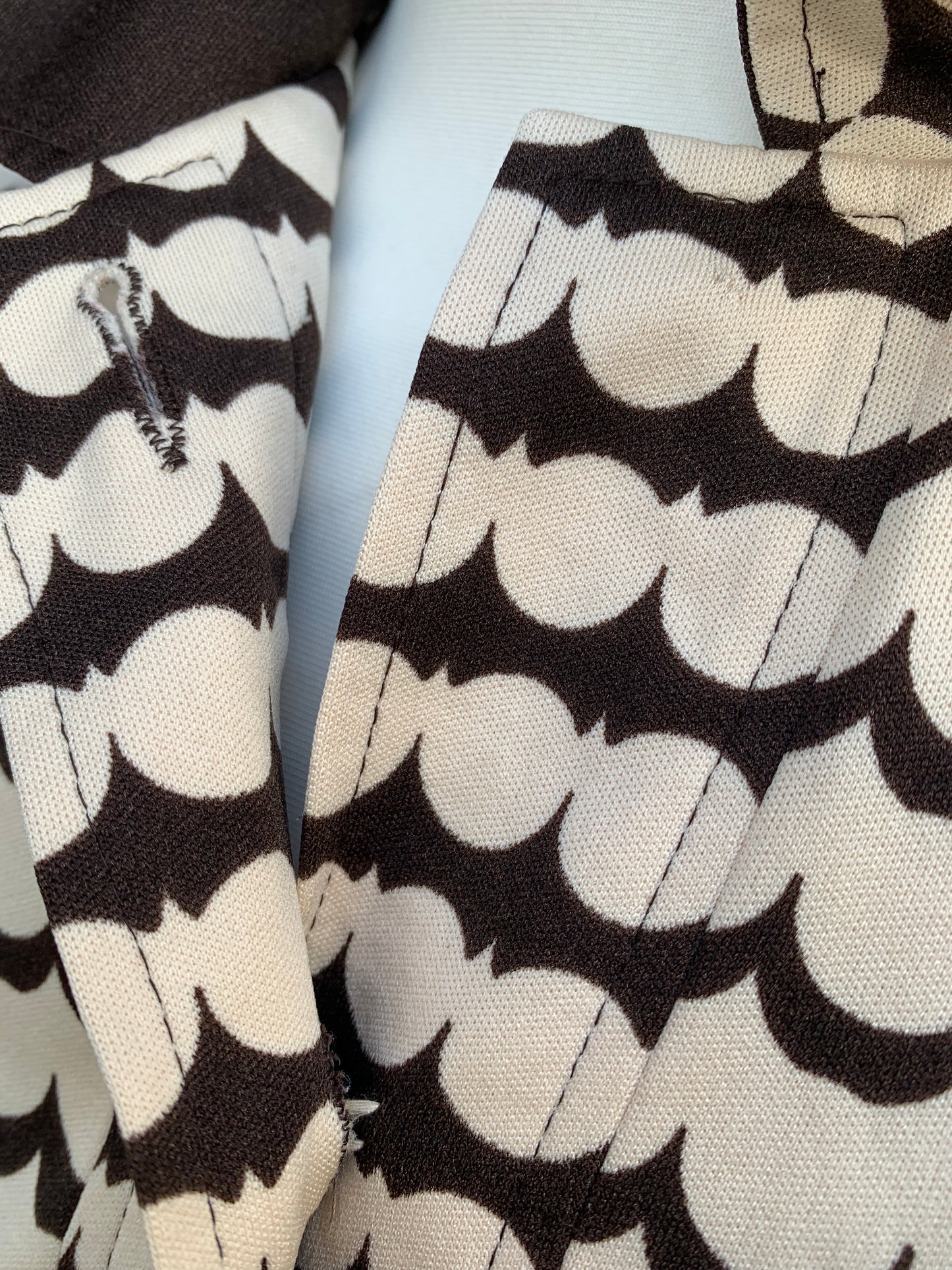 70s white&brown dress uk 14
