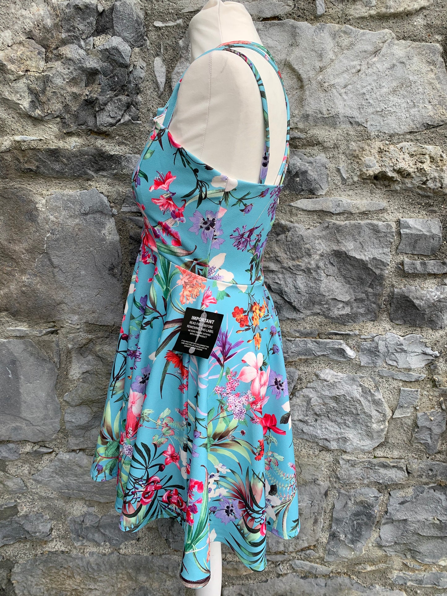Blue floral skater dress uk 8