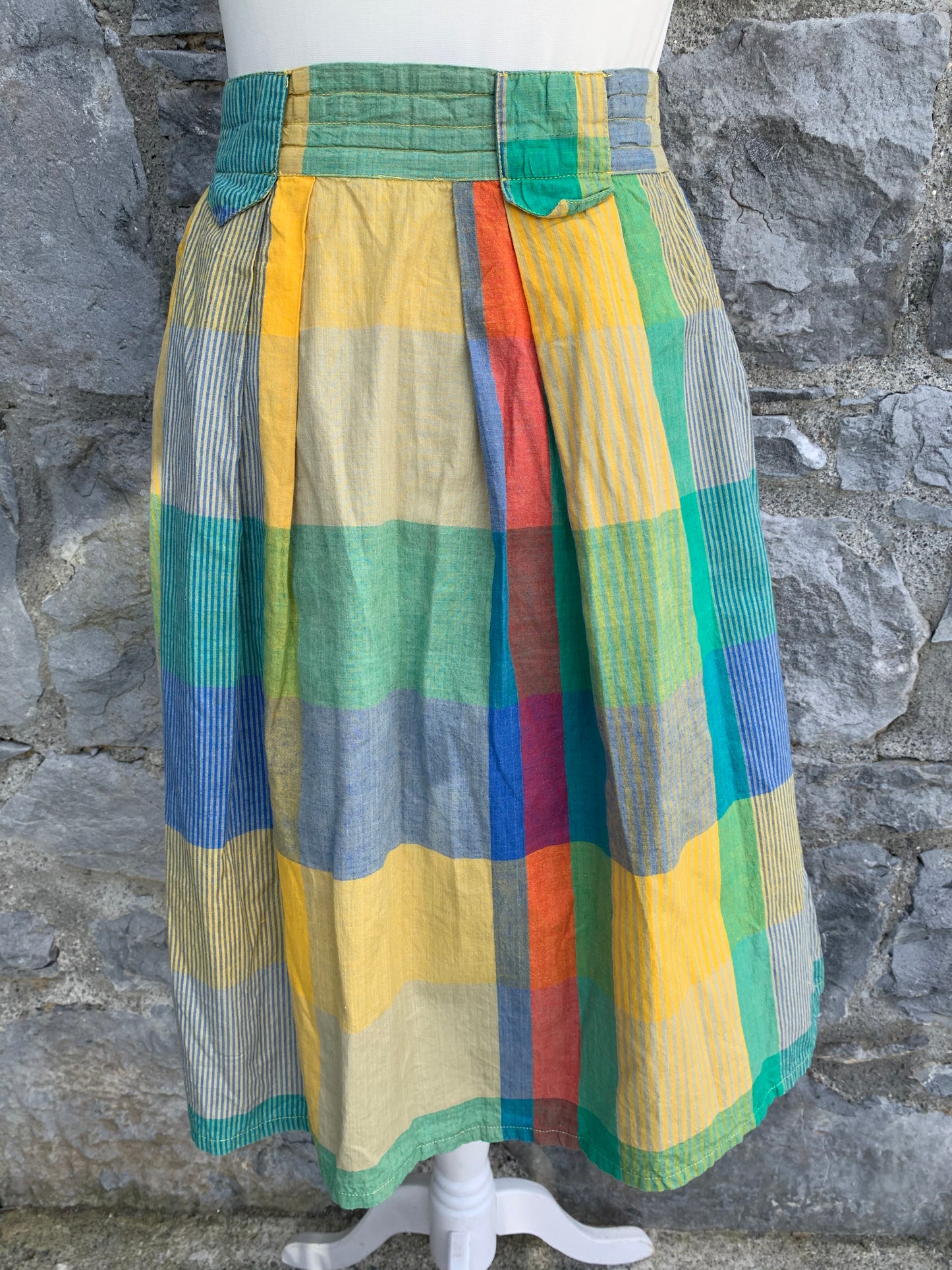 Check button up skirt uk 8