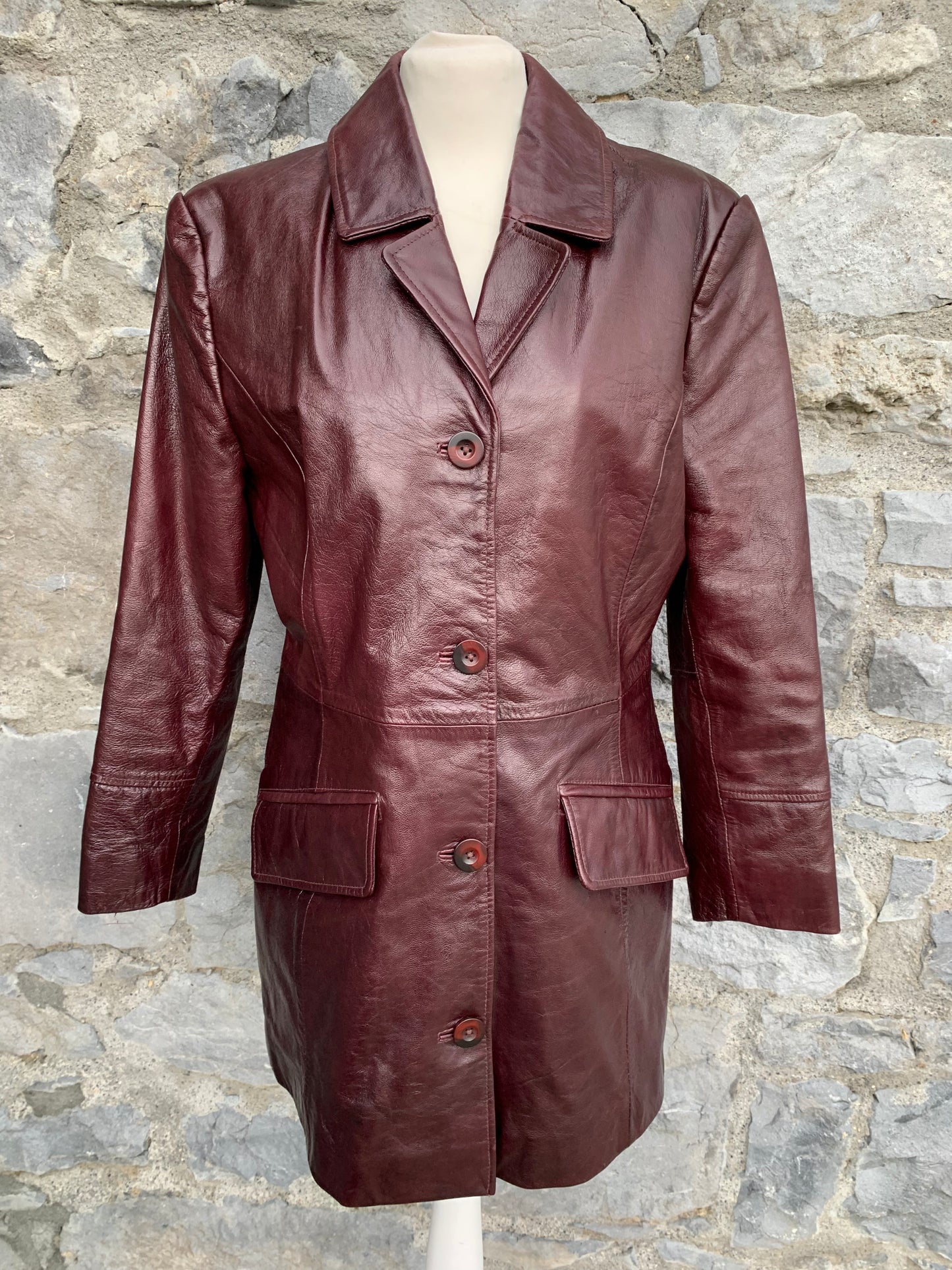 Maroon leather coat uk 10-12