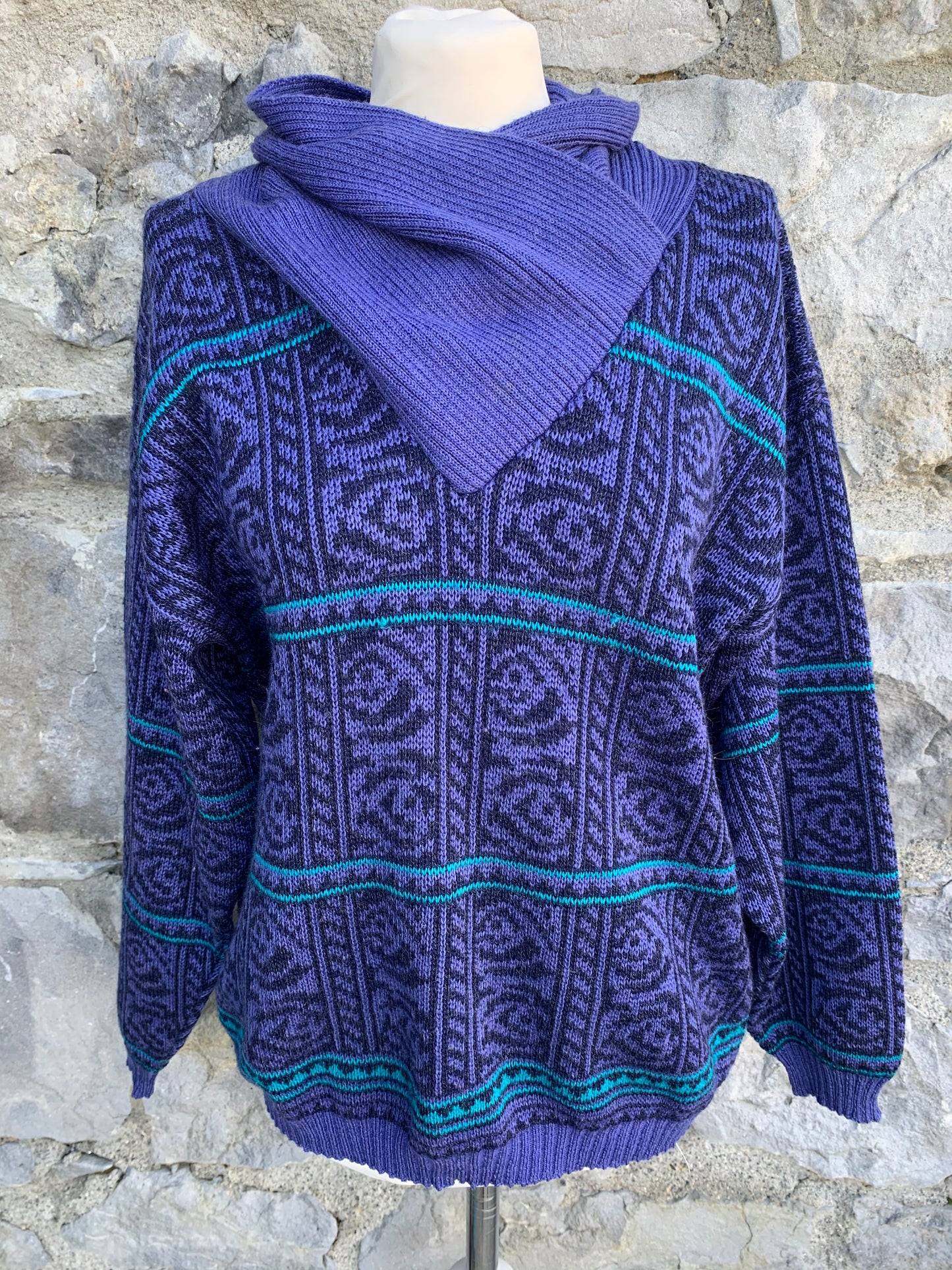 Next 80s purple&teal jumper uk 12-14