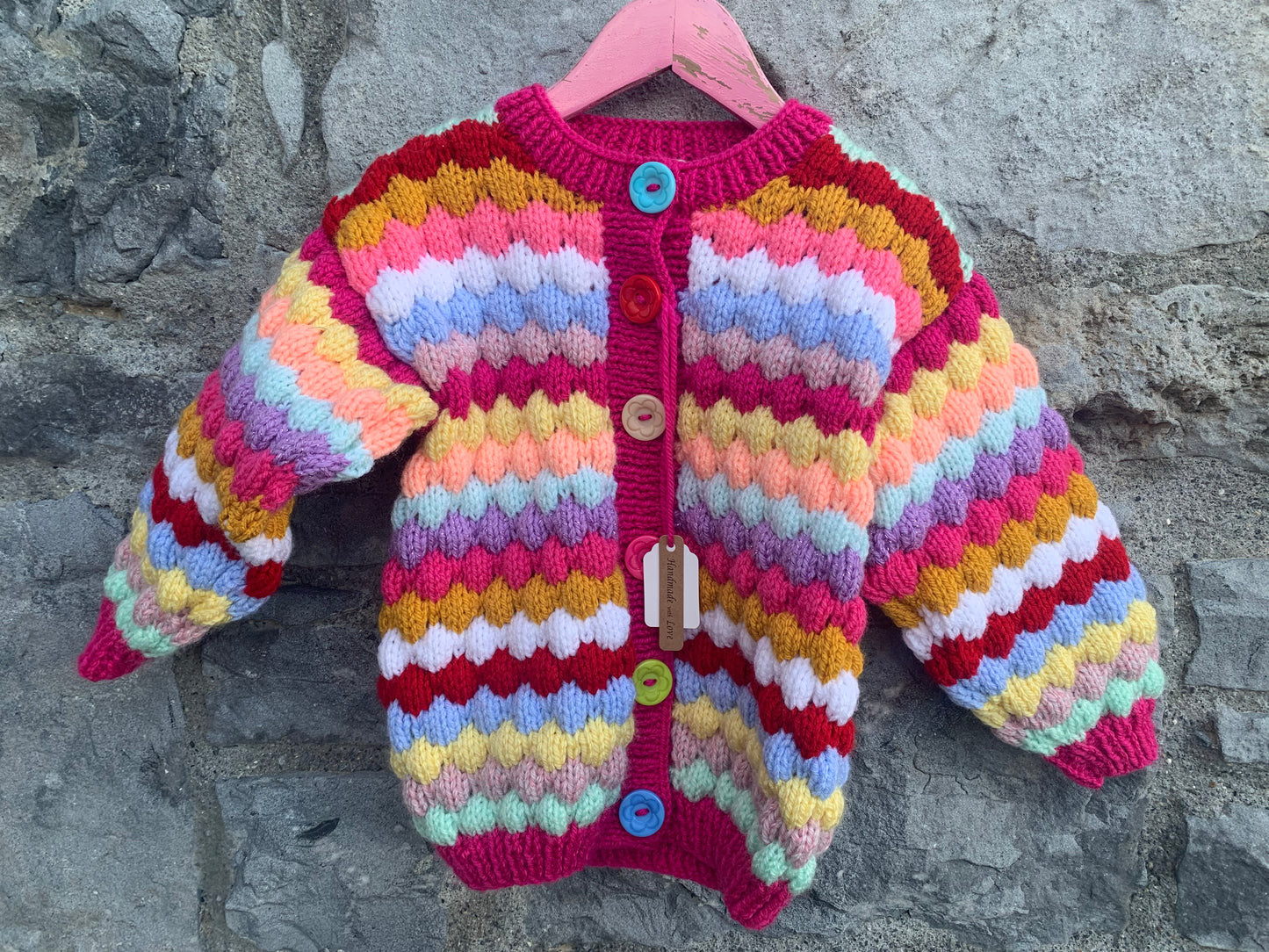 Pink bubble knit cardigan 3-4y (98-104cm)