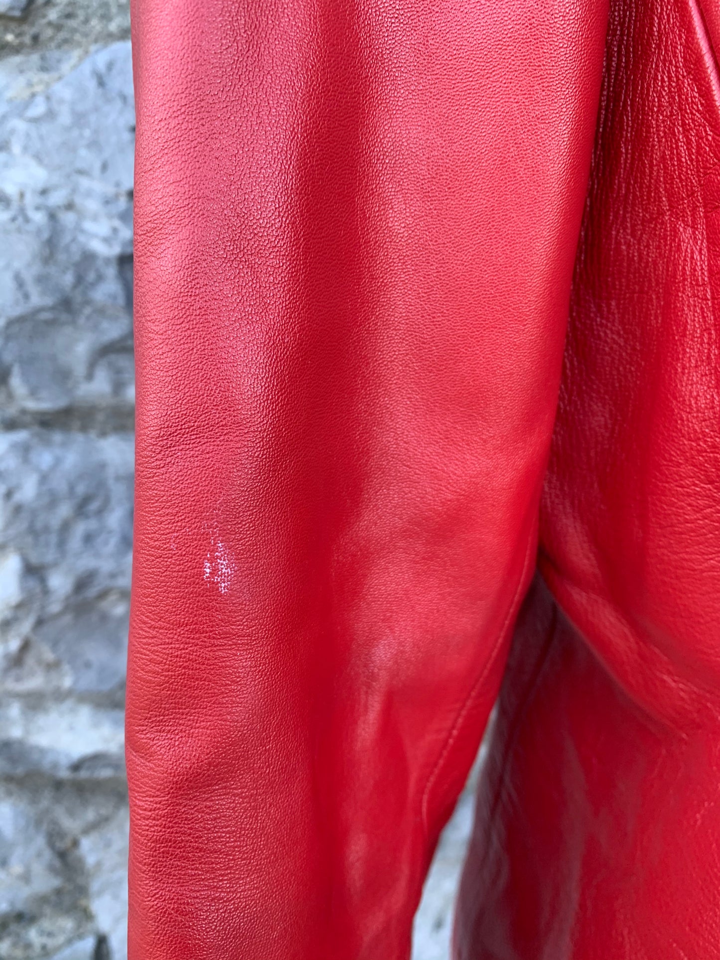 Red vintage leather jacket uk 14