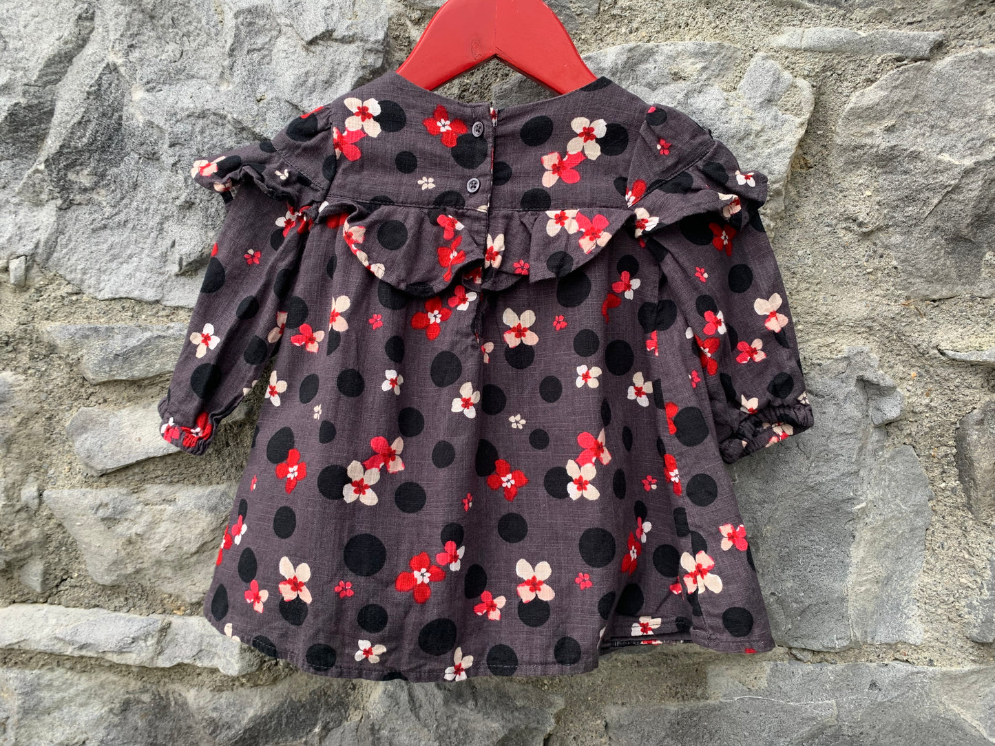 Charcoal floral dress 3-6m (62-68cm)