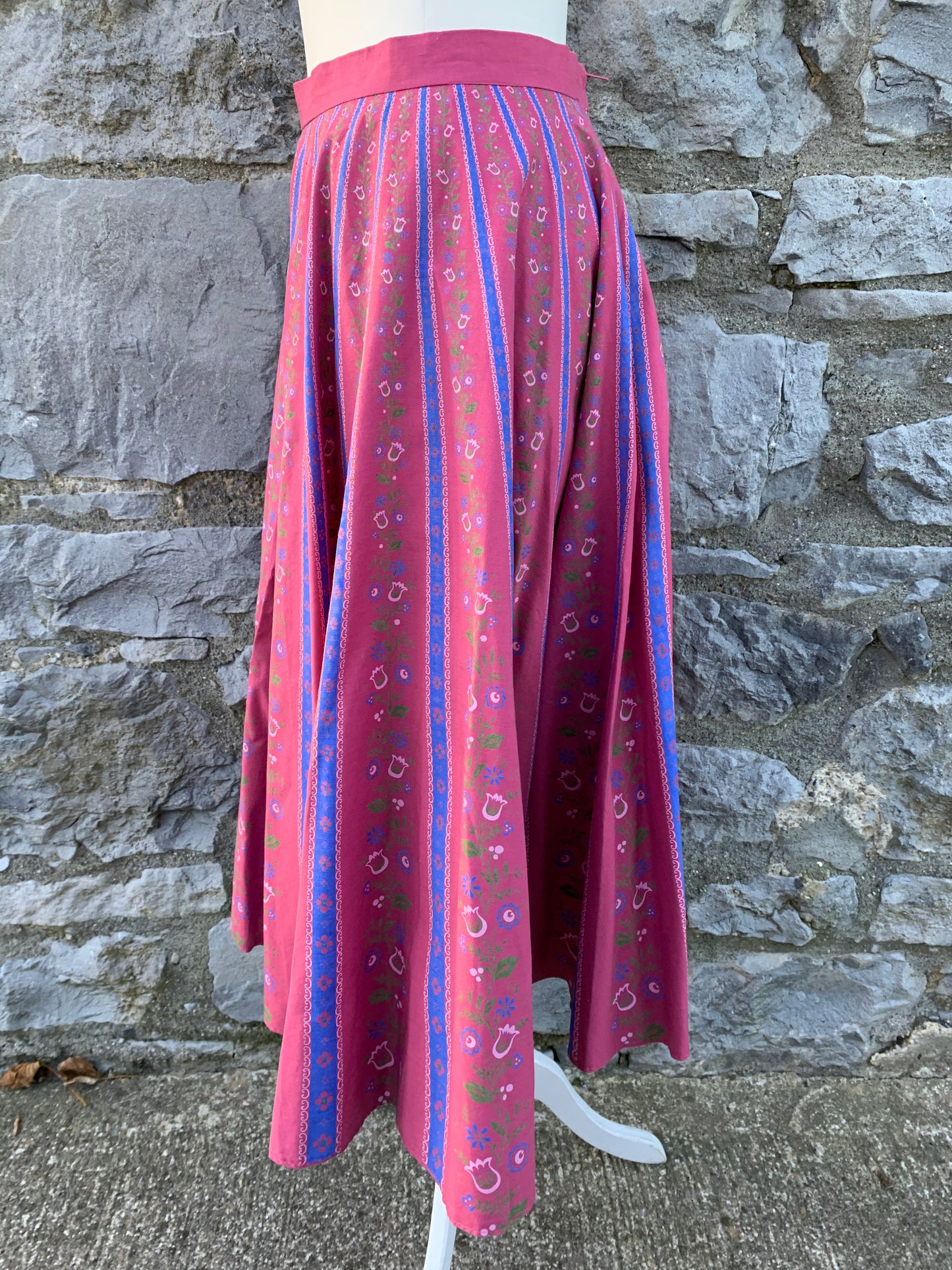Pink folk skirt with flowers uk 8-10
