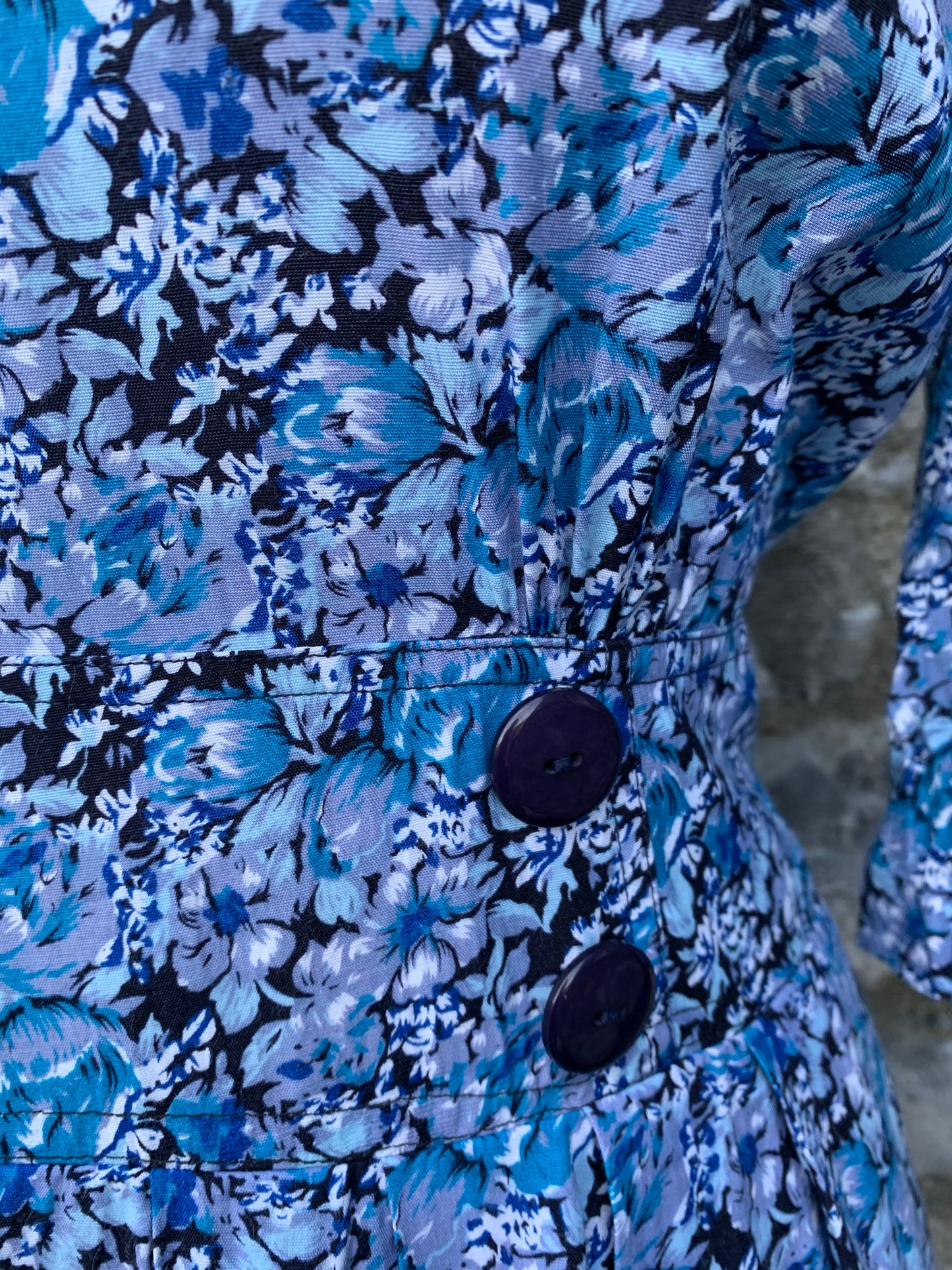 Braemar 80s blue floral dress uk 10