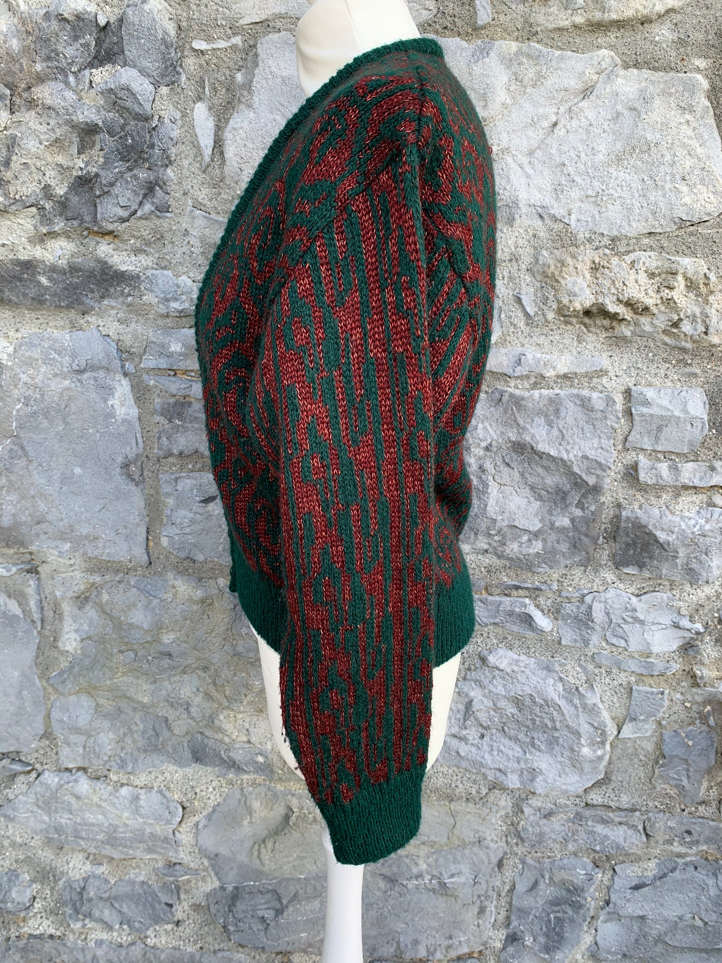Jaeger 80s Red&green cardigan uk 12
