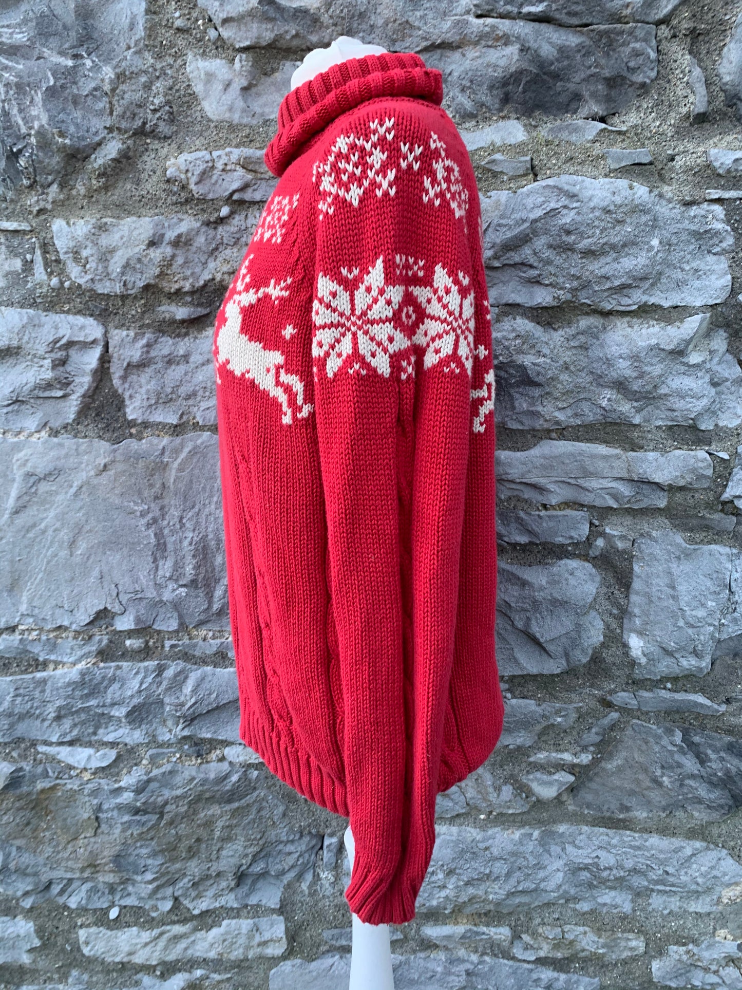 Red turtleneck with reindeer uk 10-12